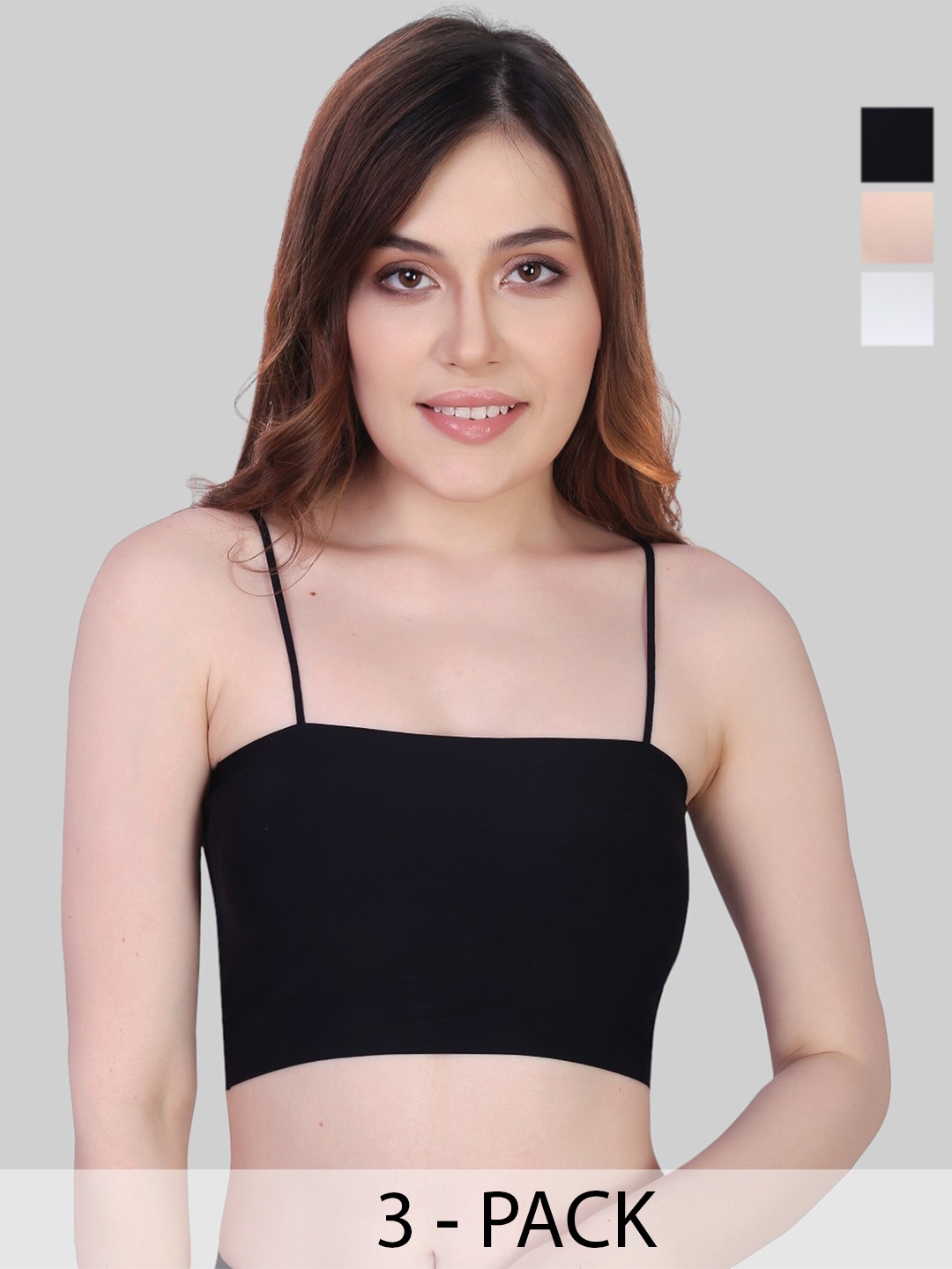 

PLUMBURY Pack Of 3 Full Coverage Bandeau Bra With All Day Comfort, Black