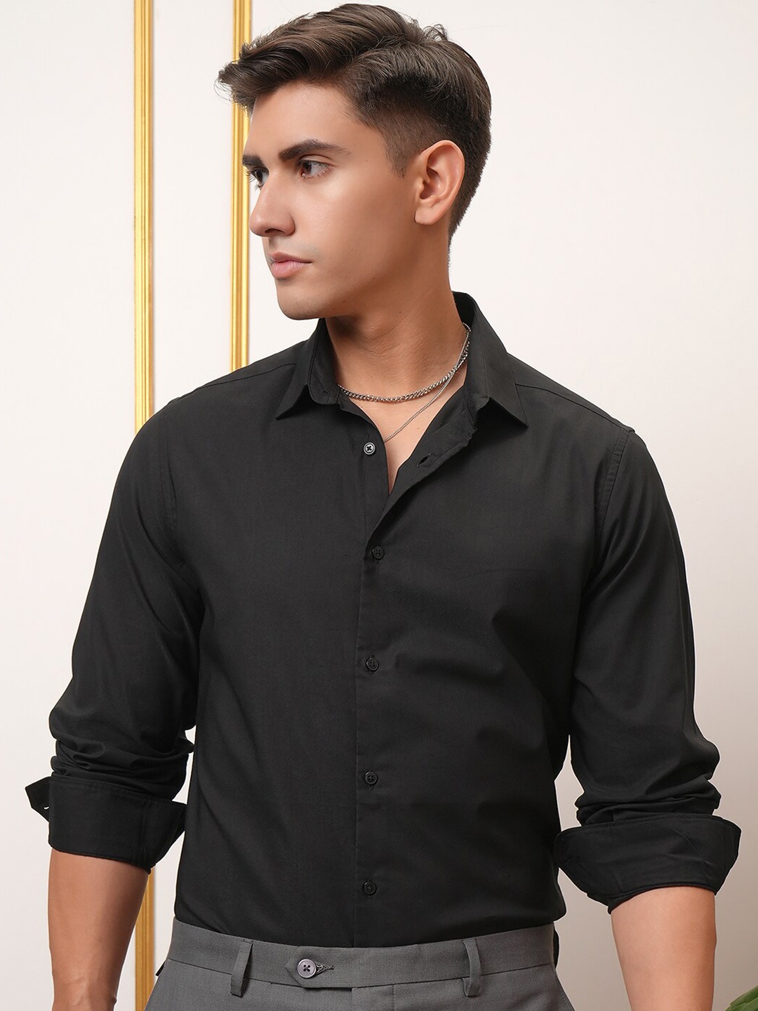 

LOCOMOTIVE Slim Fit Premium Party Shirt, Black