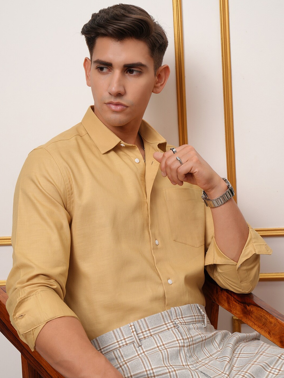 

LOCOMOTIVE Slim Fit Premium Cotton Occasion Shirt, Mustard