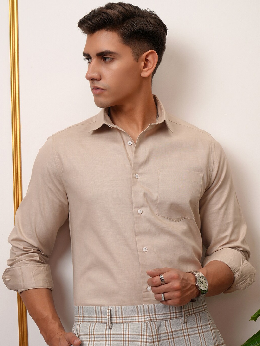 

LOCOMOTIVE Slim Fit Premium Cotton Occasion Shirt, Beige