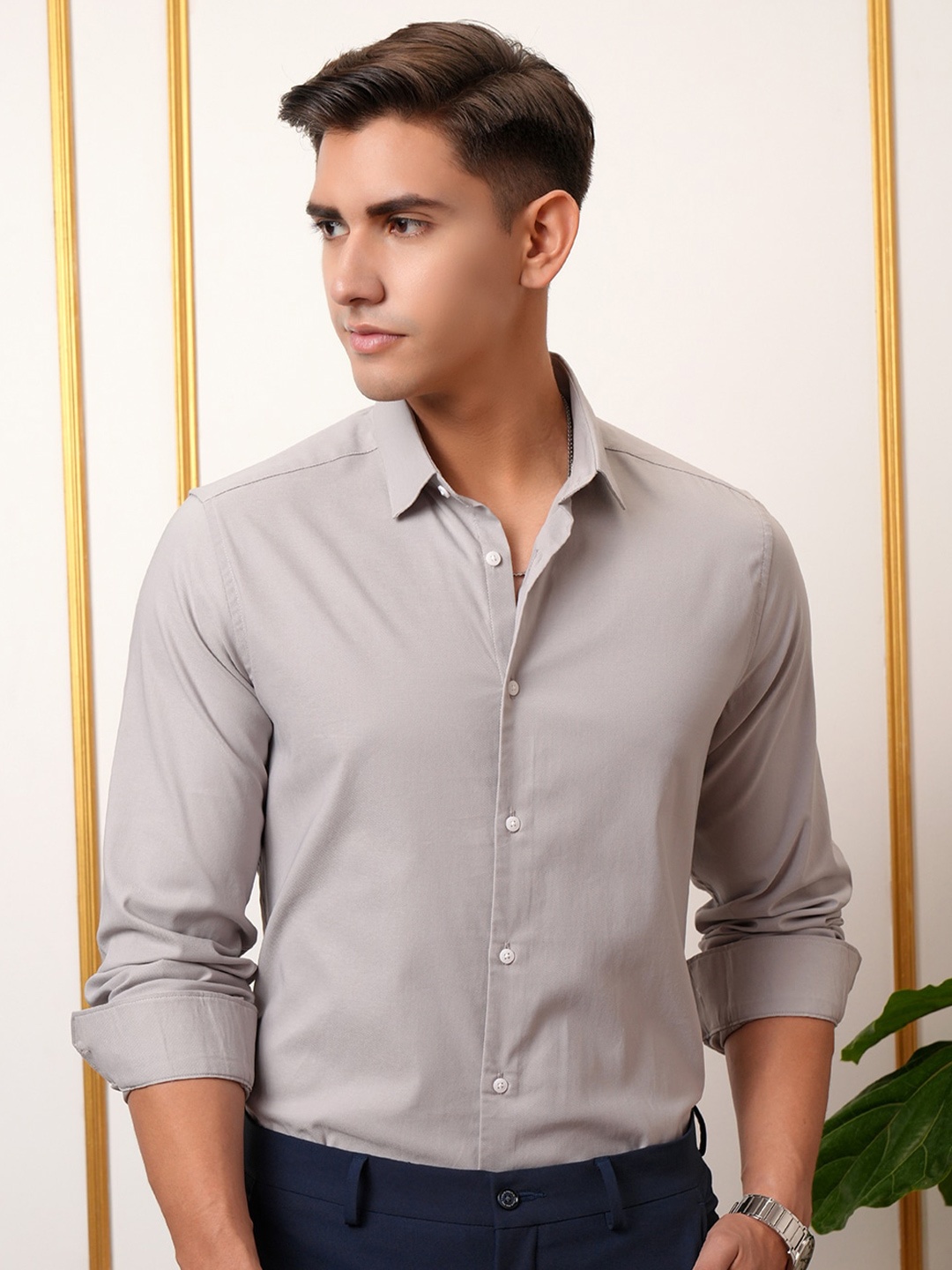 

LOCOMOTIVE Slim Fit Premium Party Shirt, Grey