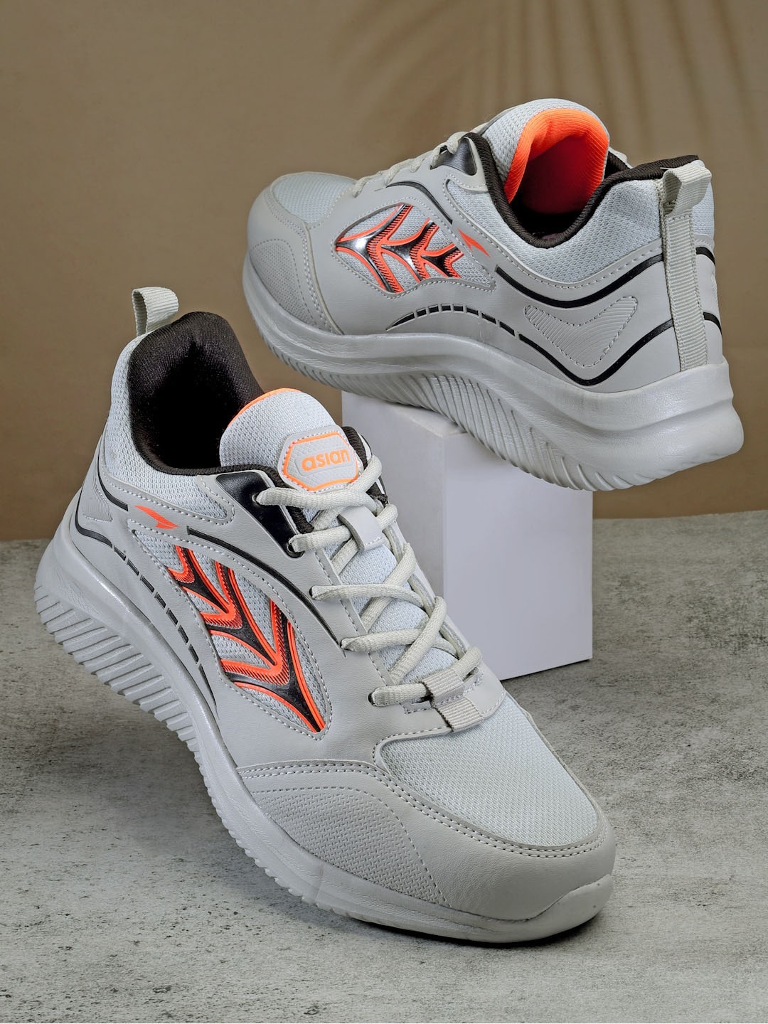 

ASIAN Men Textured Lace Up Memory Foam Mesh Sneakers, Grey