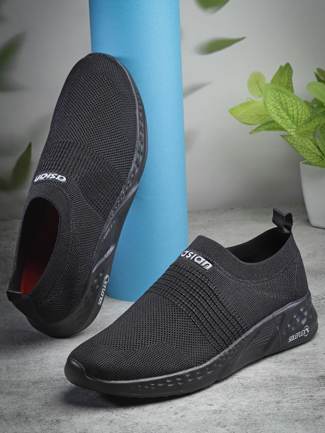 

ASIAN Men STORM-01 Slip On Walking Shoes, Black