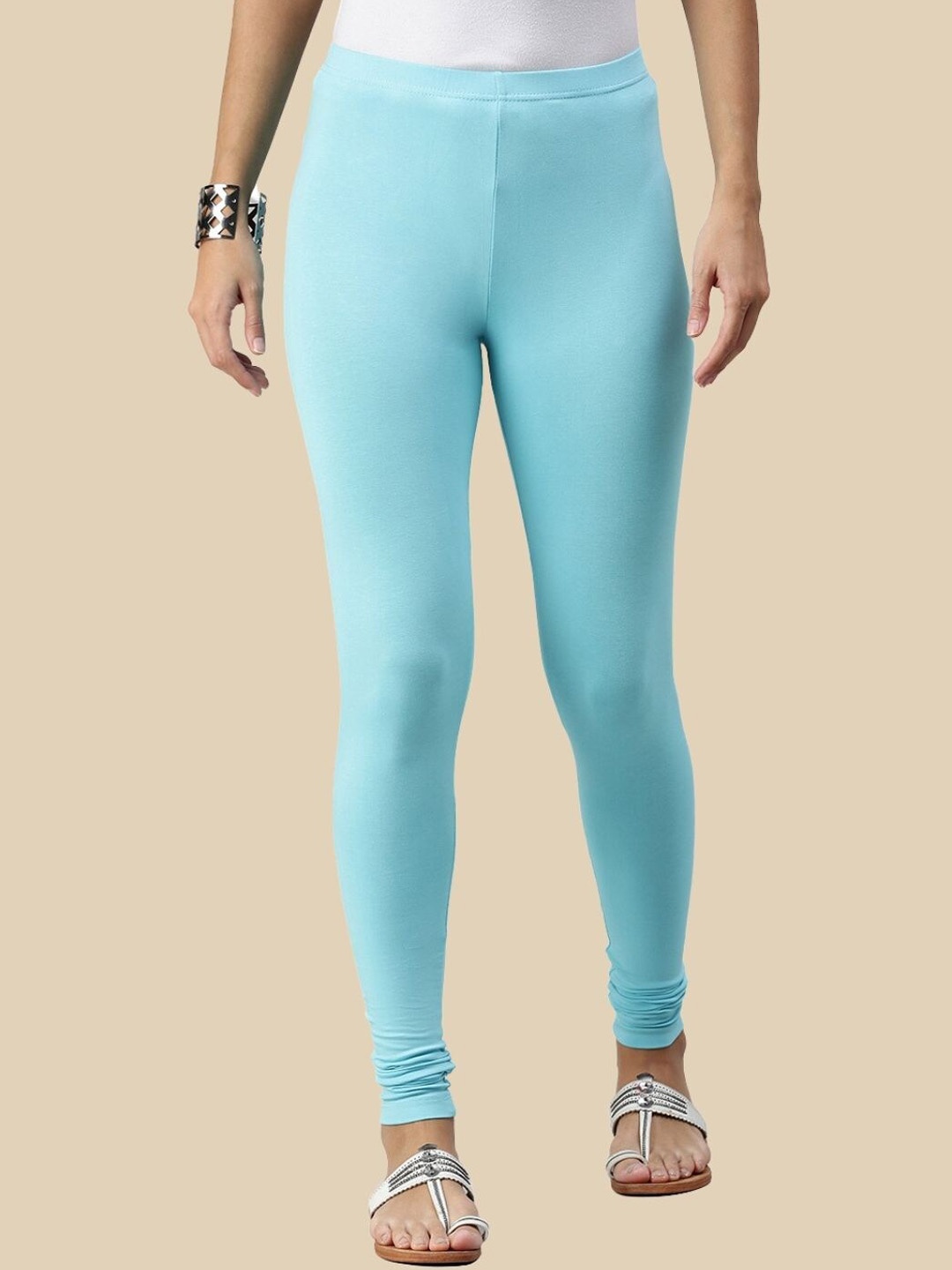 

De Moza Cotton Churidar-Length Leggings, Blue