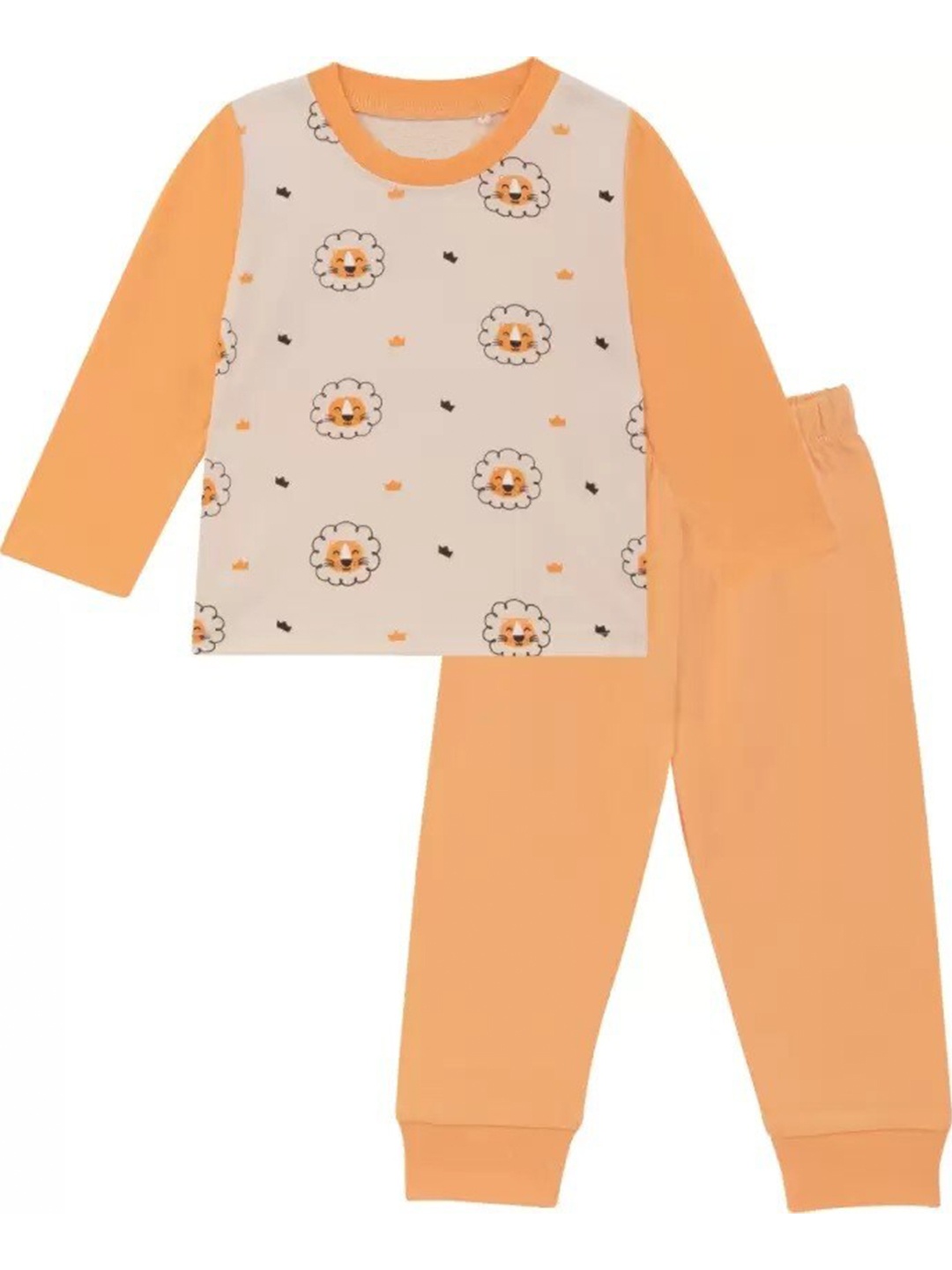 

BAESD Kids Printed Round Neck Long Sleeves Cotton T-shirt with Pyjamas, Cream