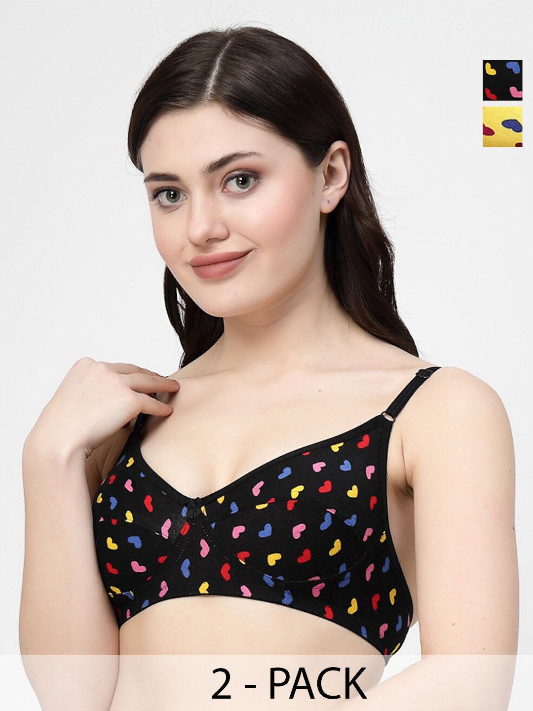 

Docare Pack Of 2 Medium Coverage Non Padded Cotton Minimizer Bra With All Day Comfort, Yellow