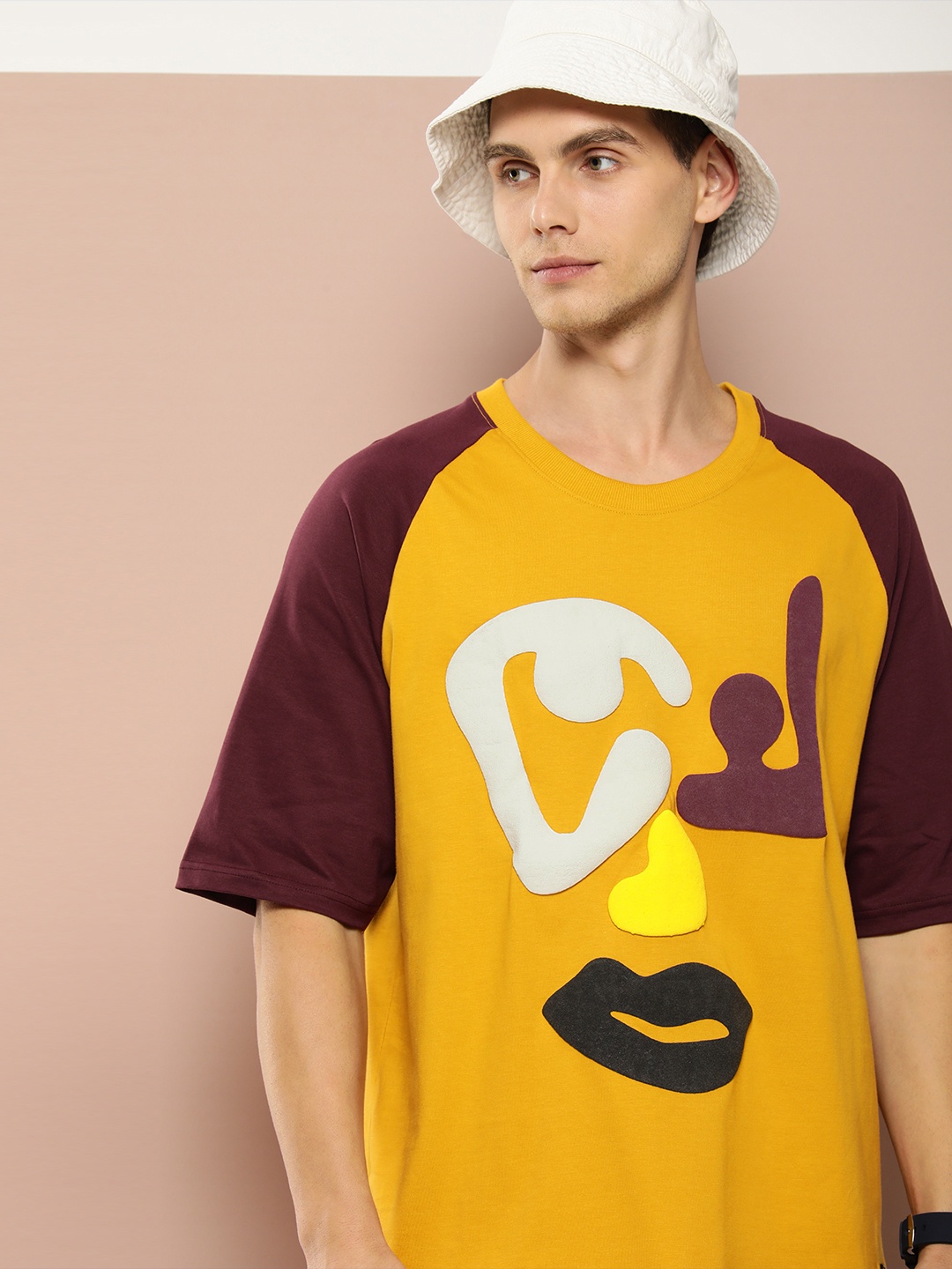 Stormborn Men Graphic Printed Oversized Drop-Shoulder T-shirt, Mustard