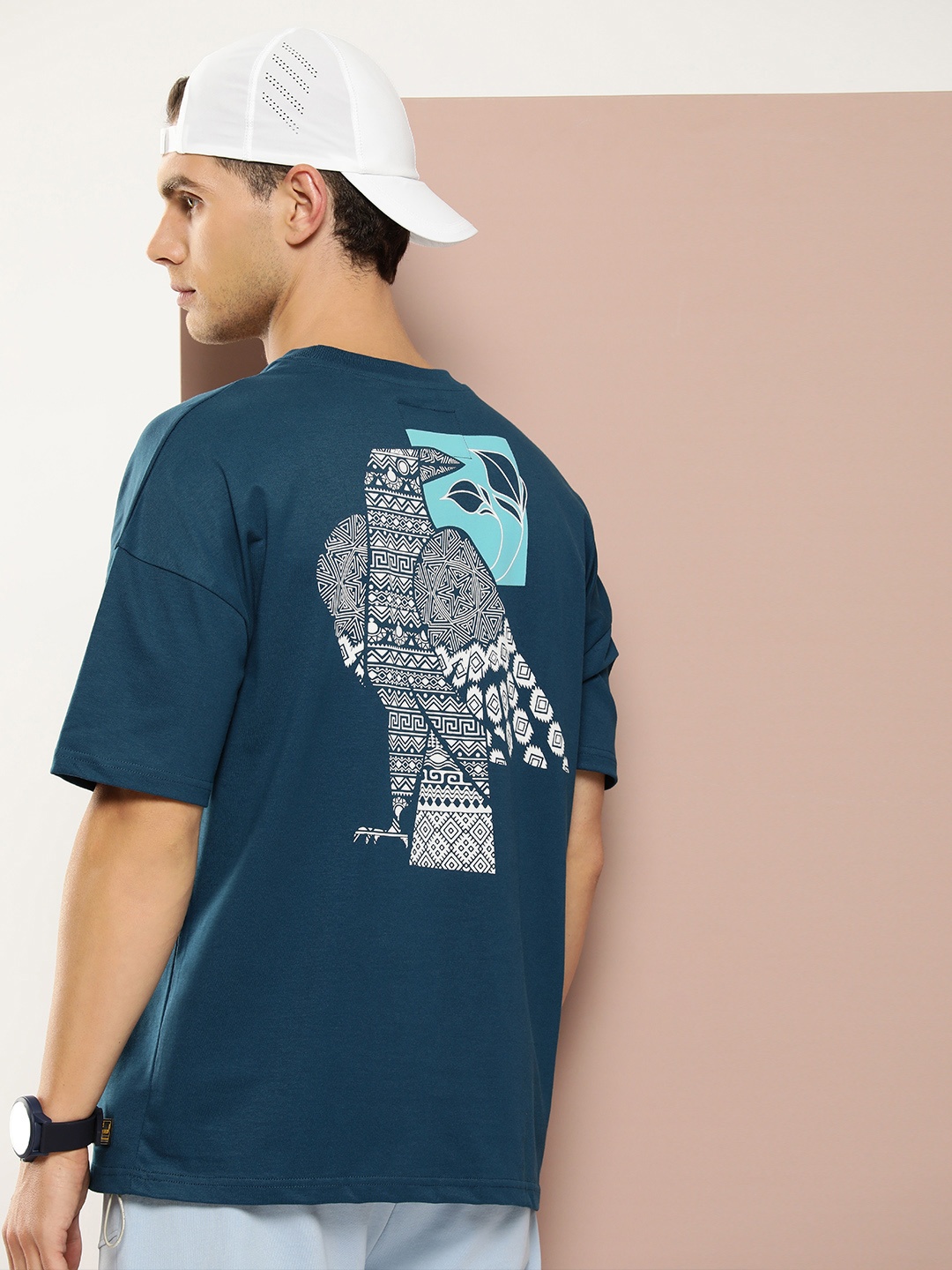 

Stormborn Men Graphic Printed Oversized Drop-Shoulder T-shirt, Blue