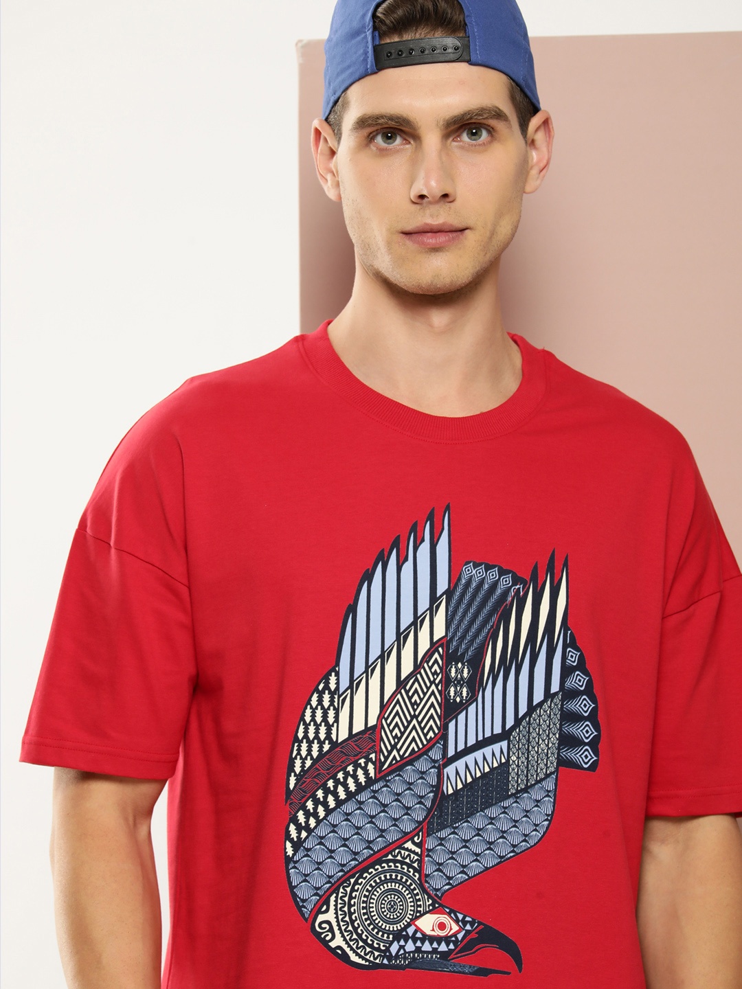 

Stormborn Men Graphic Printed Oversized Drop-Shoulder T-shirt, Red