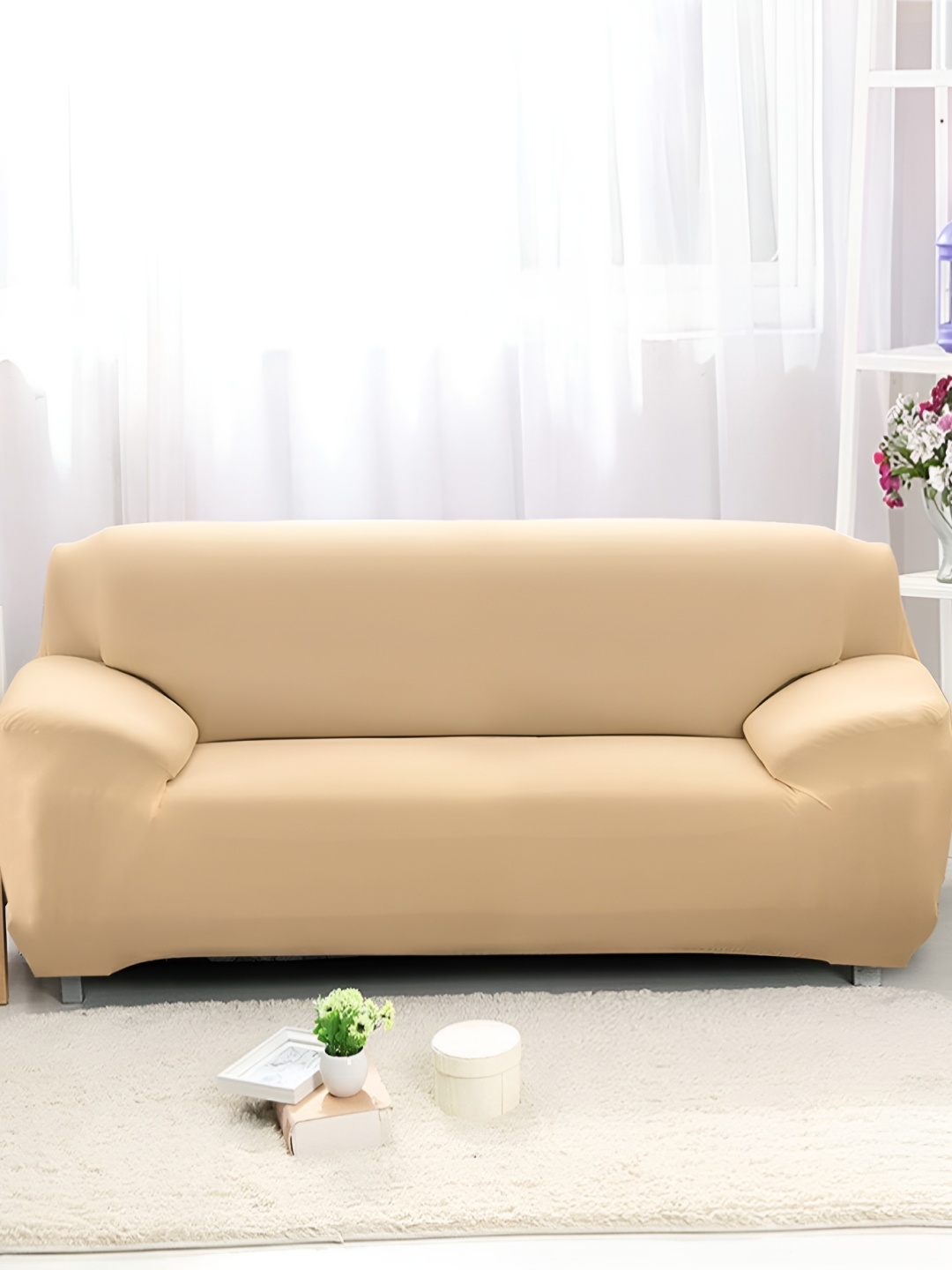 

Dakshya Industries Beige Printed Elasticated Sofa Cover