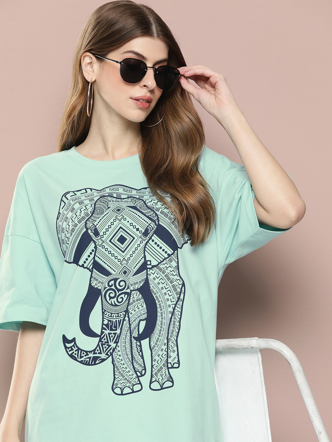 

Stormborn Women Graphic Printed Drop-Shoulder Sleeves T-shirt, Turquoise blue