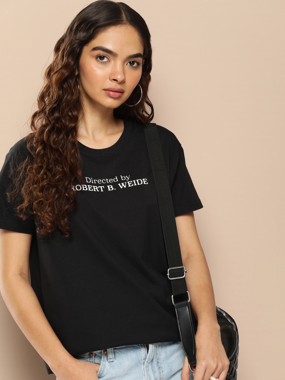 

Difference of Opinion Women Typography Printed Boxy T-shirt, Black