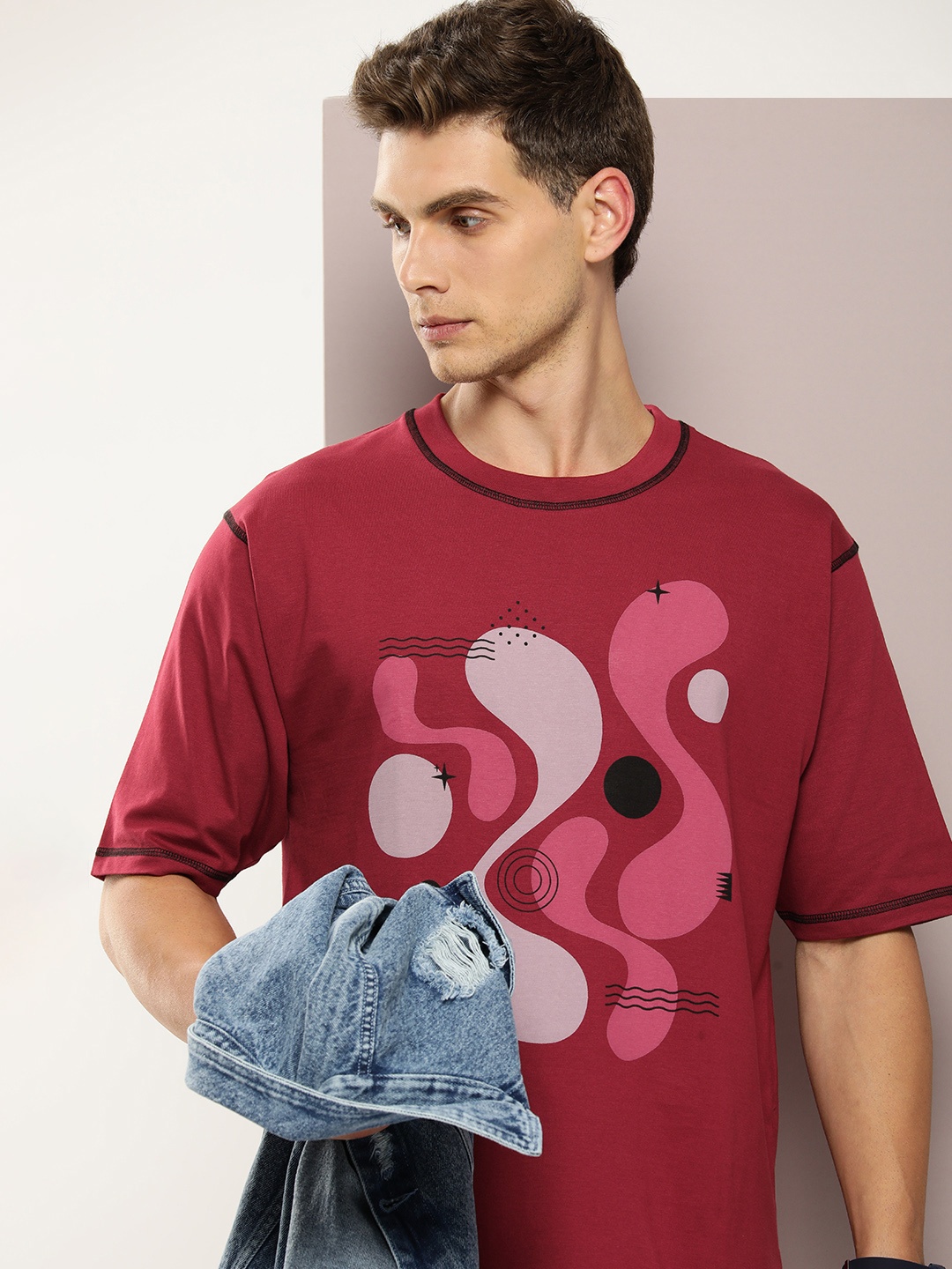 

DILLINGER Men Graphic Printed T-shirt, Maroon