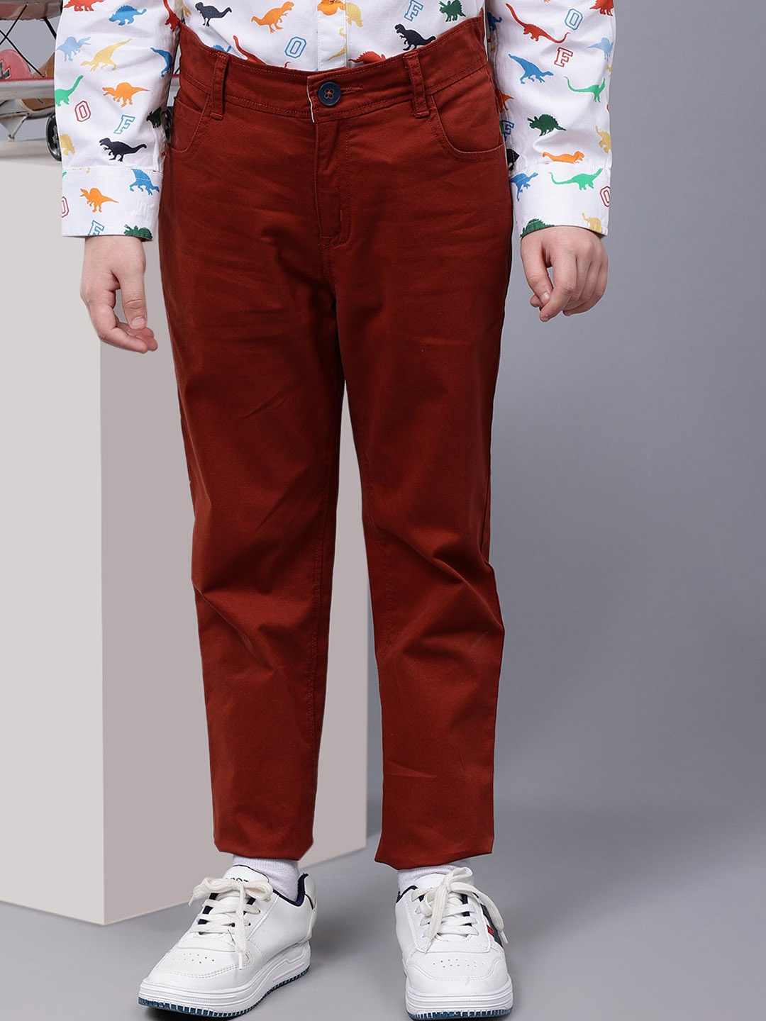 

One Friday Boys Smart Cotton Chinos Trousers, Coffee brown