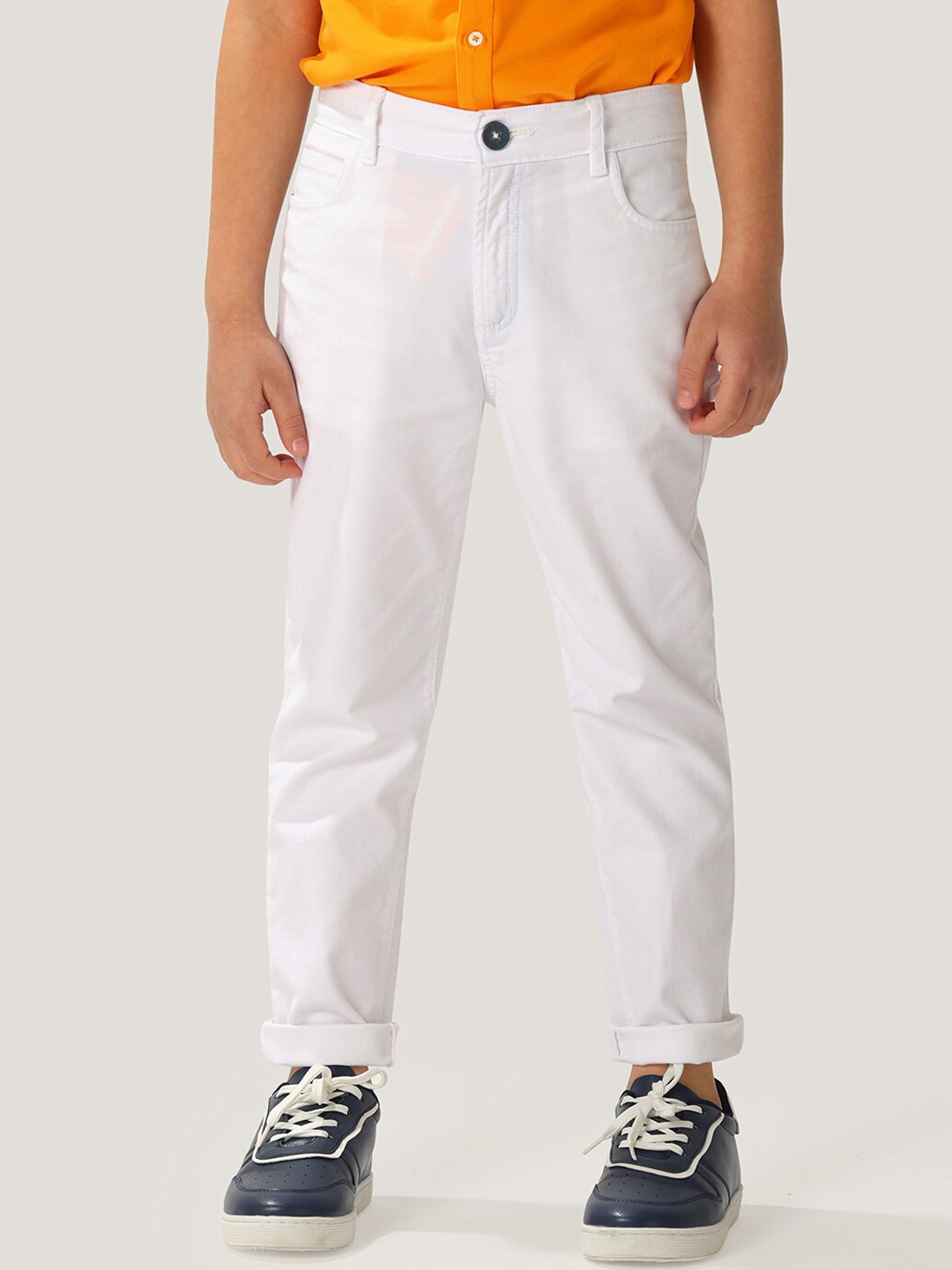 

One Friday Boys Smart Cotton Regular Trousers, White