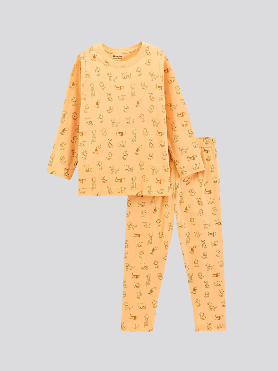 

Honeyhap Boys Conversational Printed Pure Cotton Night suit, Yellow