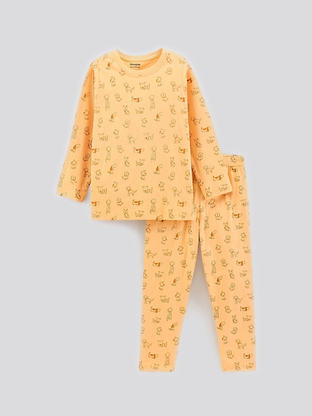 

Honeyhap Boys Conversational Printed Pure Cotton Night suit, Yellow