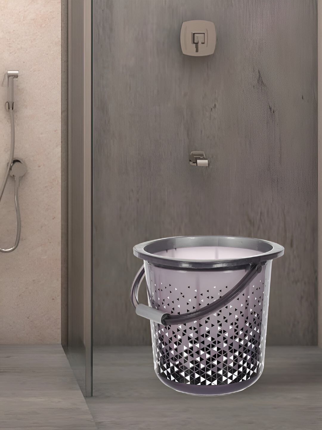 

Kuber Industries Grey & White Printed Unbreakable Bathroom Bucket 18 L