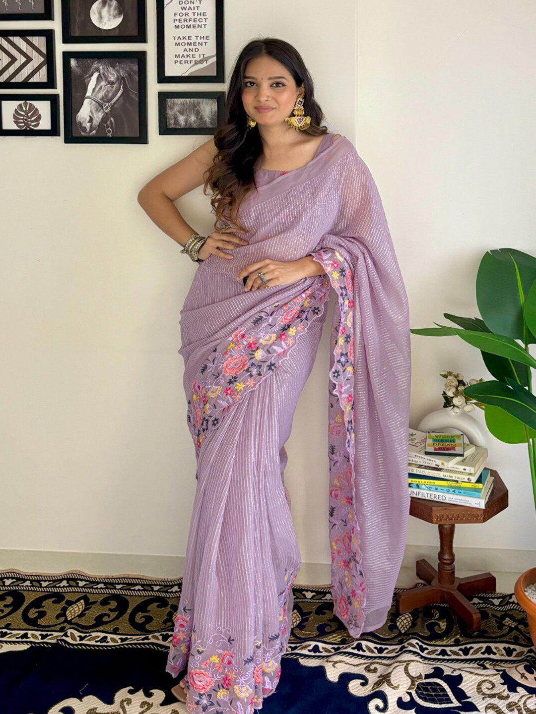 

Sadika Embellished Sequinned Saree, Mauve