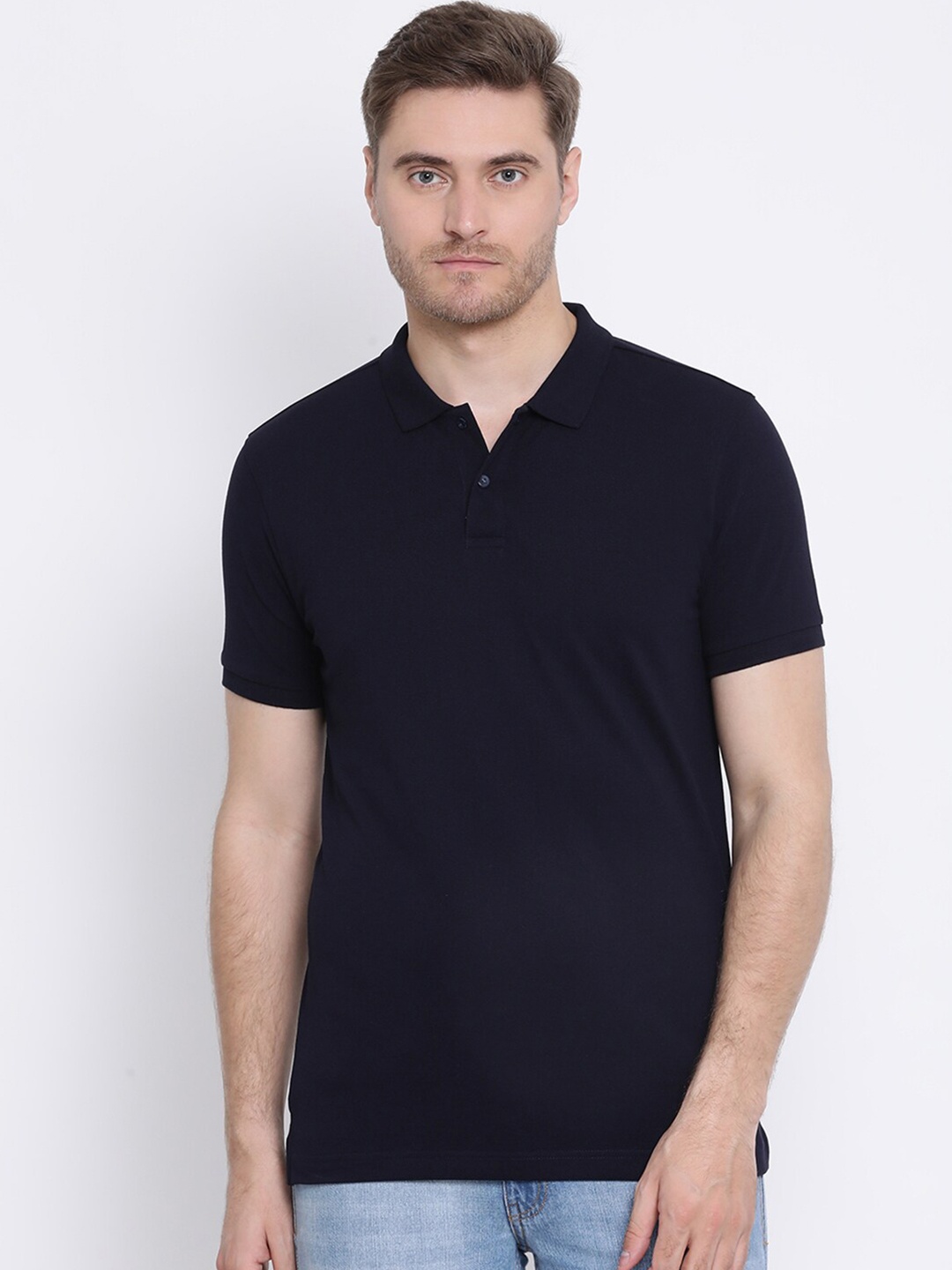 

AXMANN Polo Collar Short Sleeves Cotton T-shirt, Navy blue