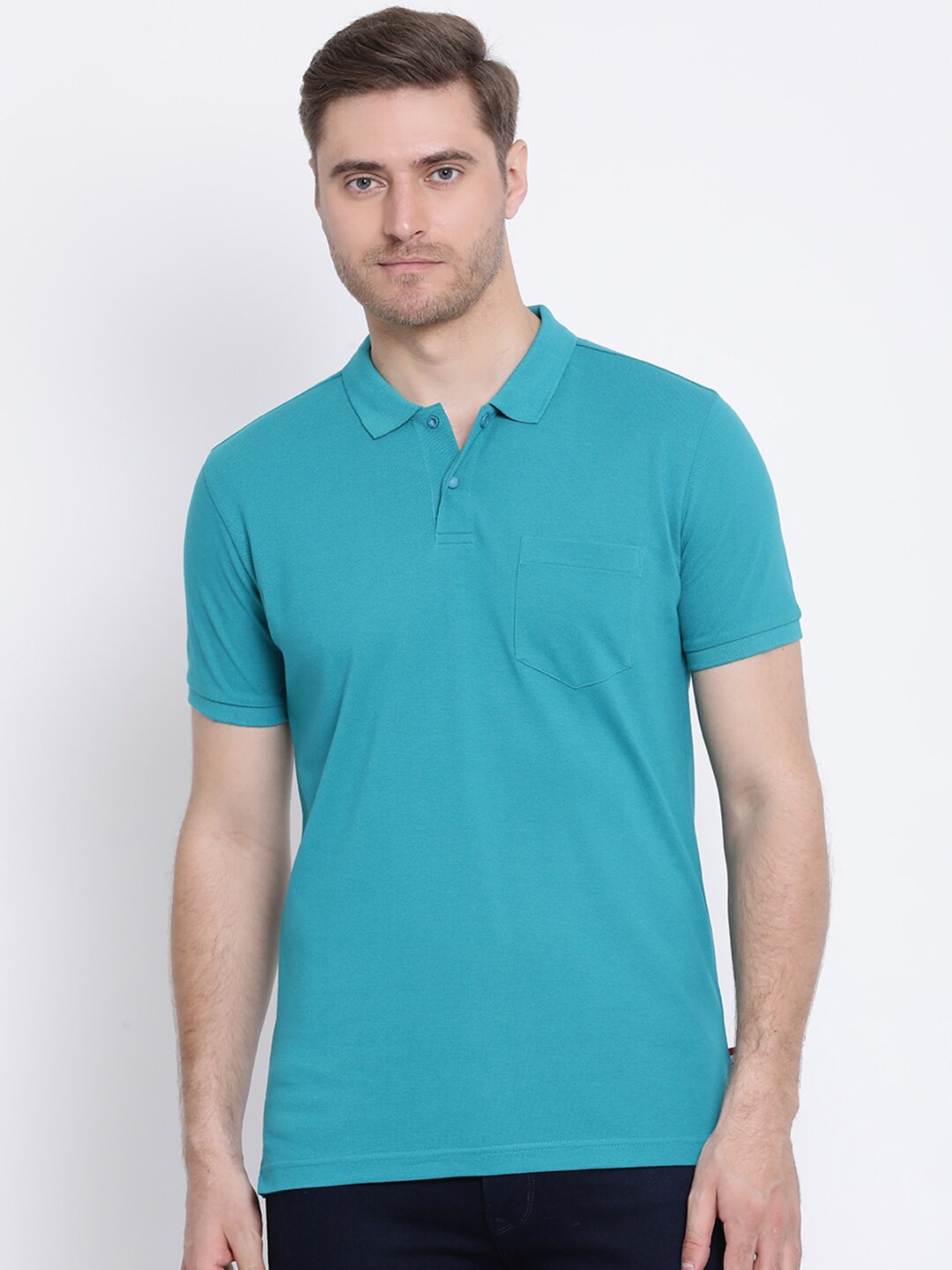

AXMANN Polo Collar Short Sleeves Cotton Regular Fit T-shirt, Green