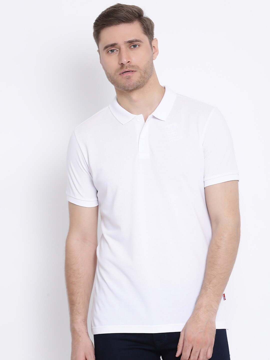 

AXMANN Polo Collar Short Sleeves Regular Fit Cotton T-shirt, White