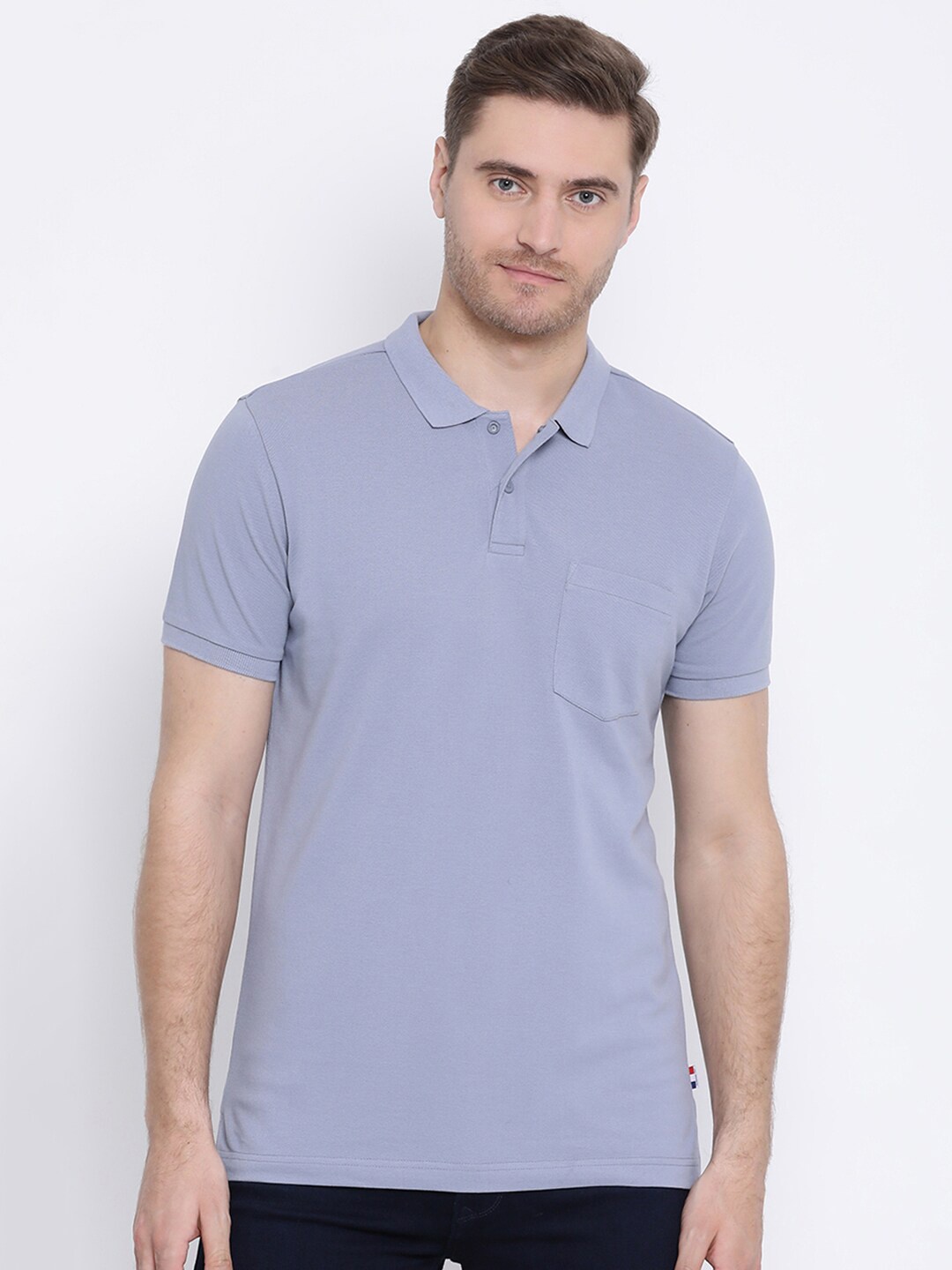 

AXMANN Polo Collar Short Sleeves Cotton Regular Fit T-shirt, Blue