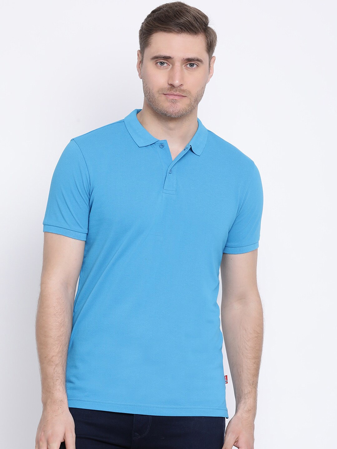 

AXMANN Polo Collar Short Sleeves Cotton Regular Fit T-shirt, Blue