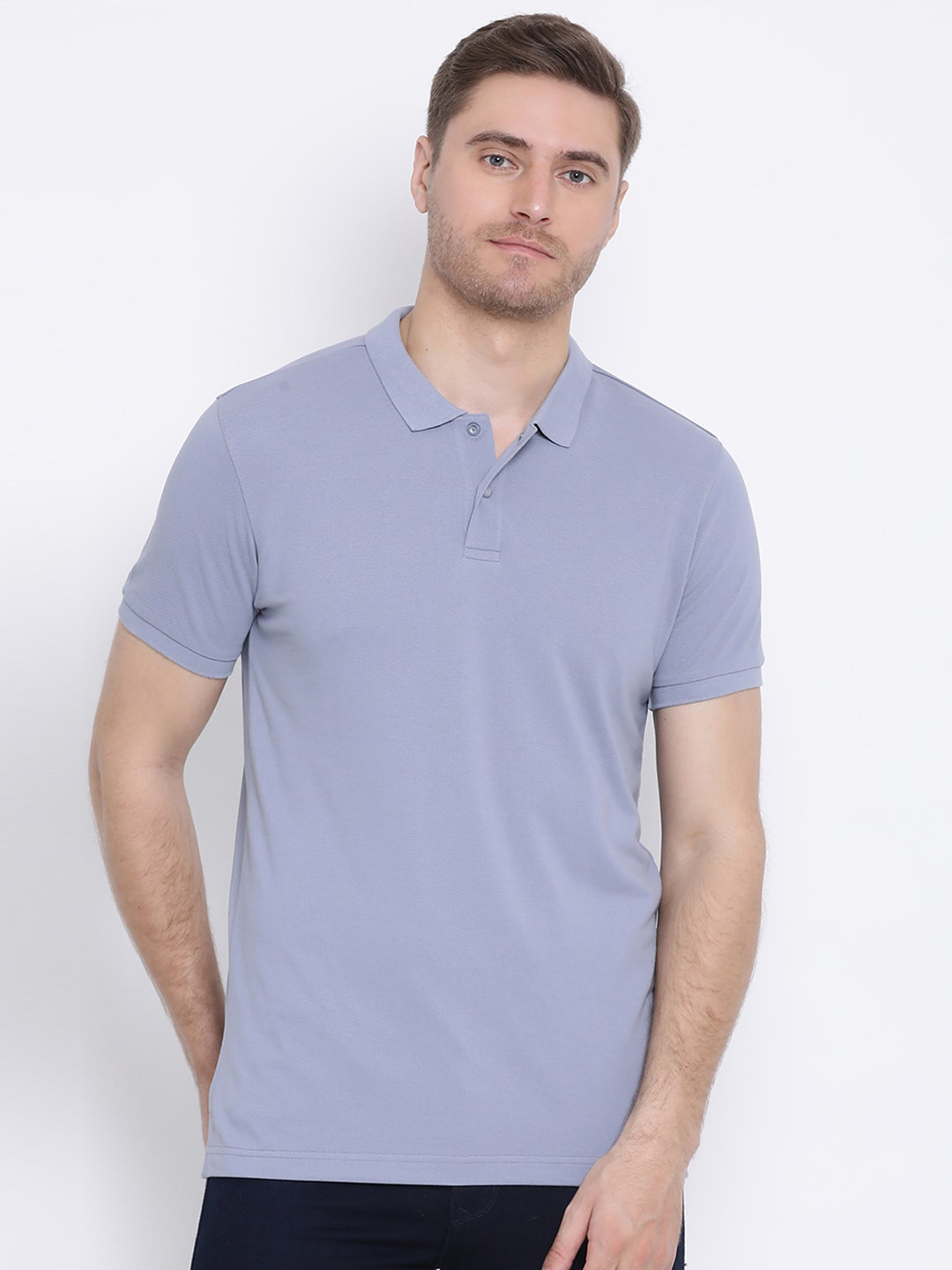 

AXMANN Polo Collar Short Sleeves Cotton Regular Fit T-shirt, Blue