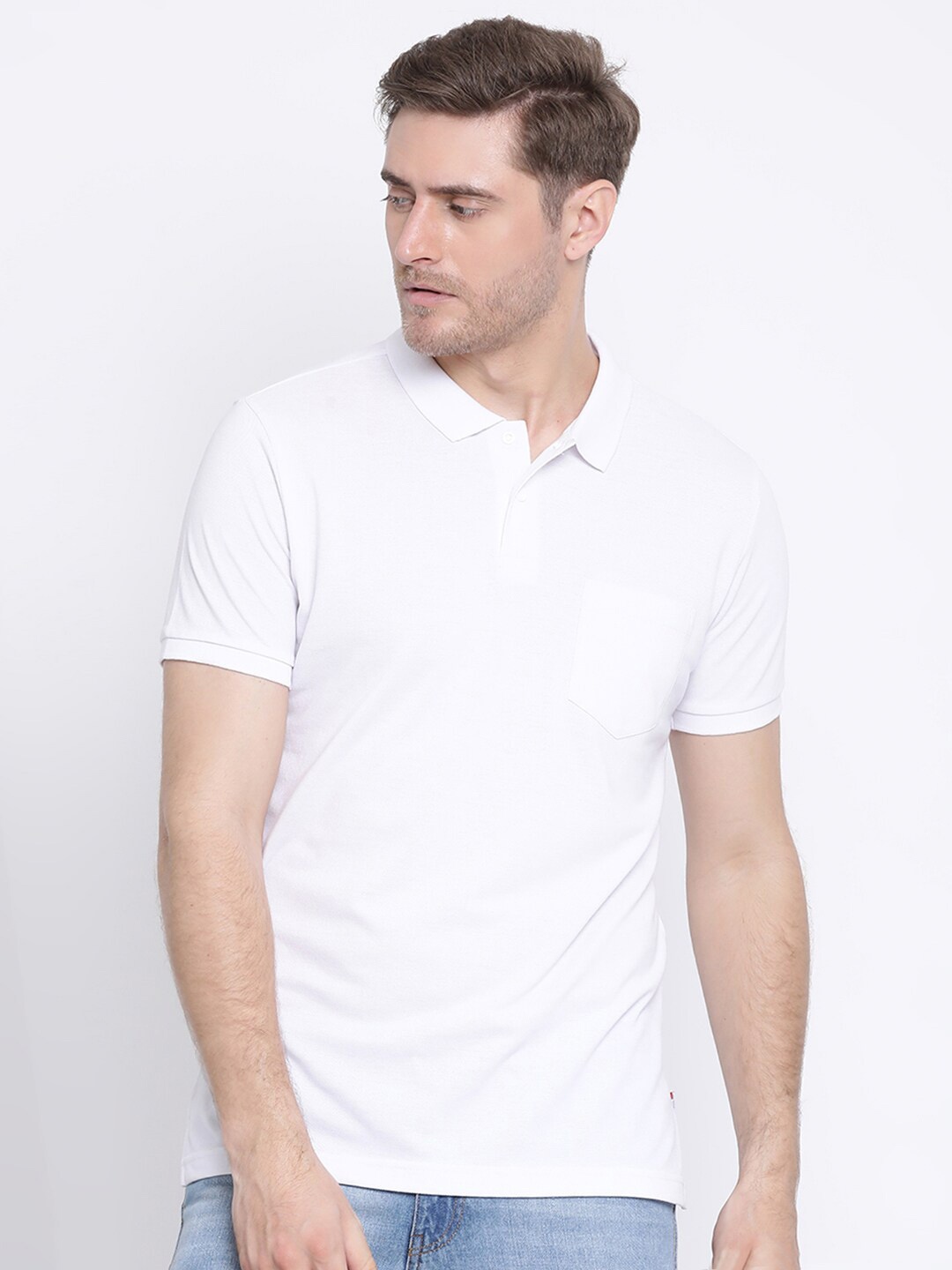 

AXMANN Polo Collar Short Sleeves Cotton T-shirt, White