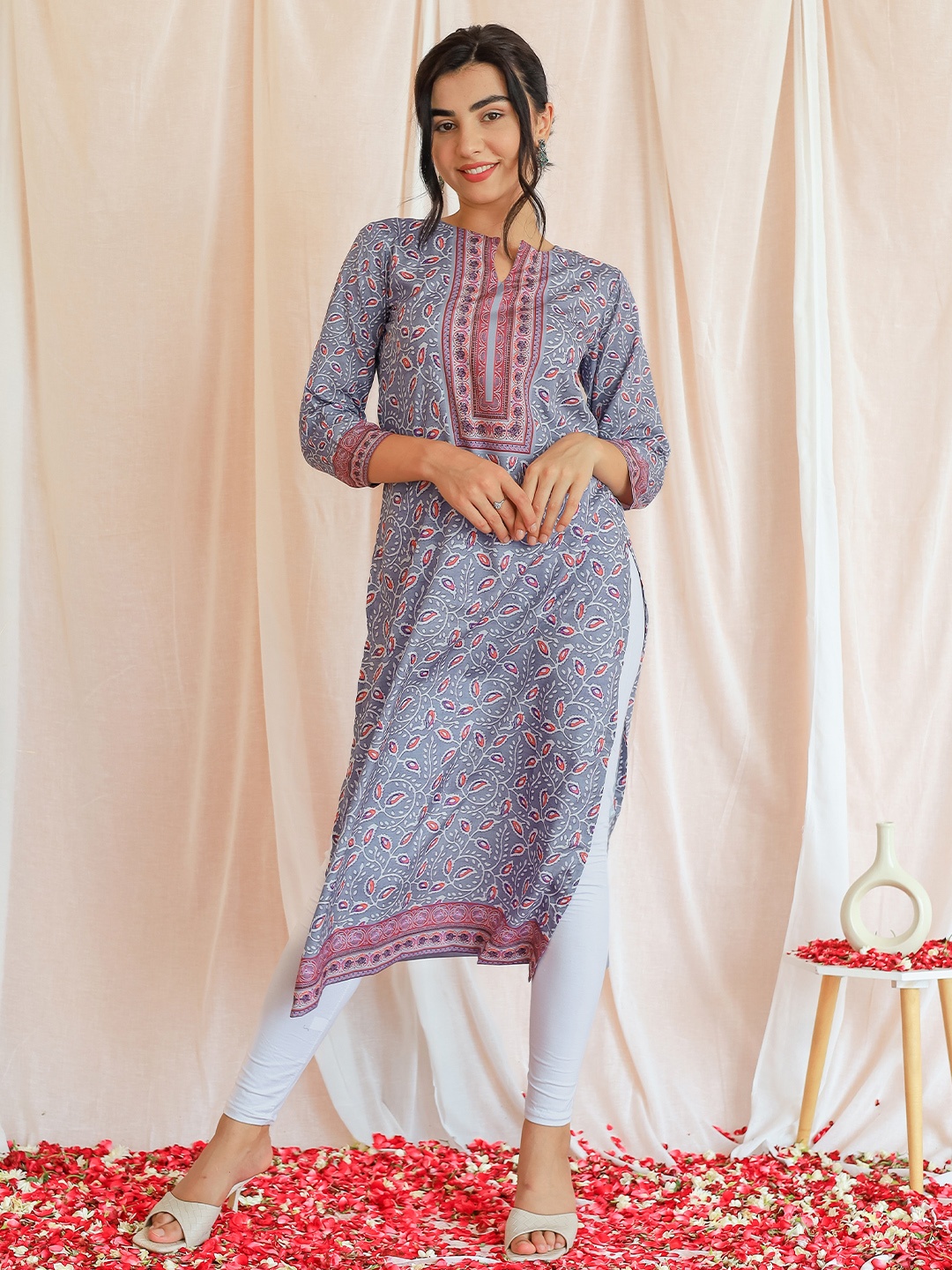 

Libas Floral Printed Crepe Kurta, Lavender
