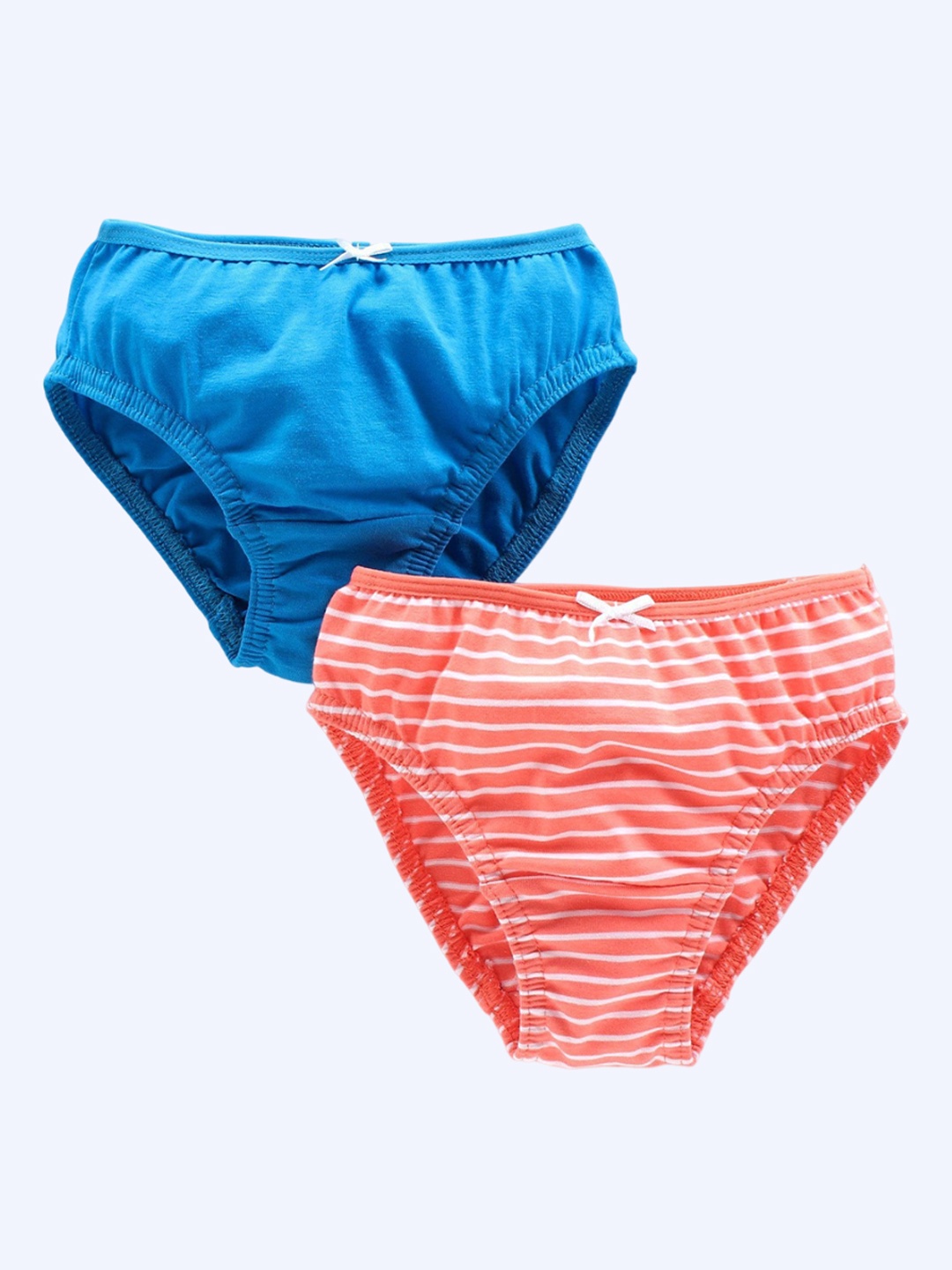

Honeyhap Girls Pack Of 2 Cotton Striped Basic Briefs, Blue
