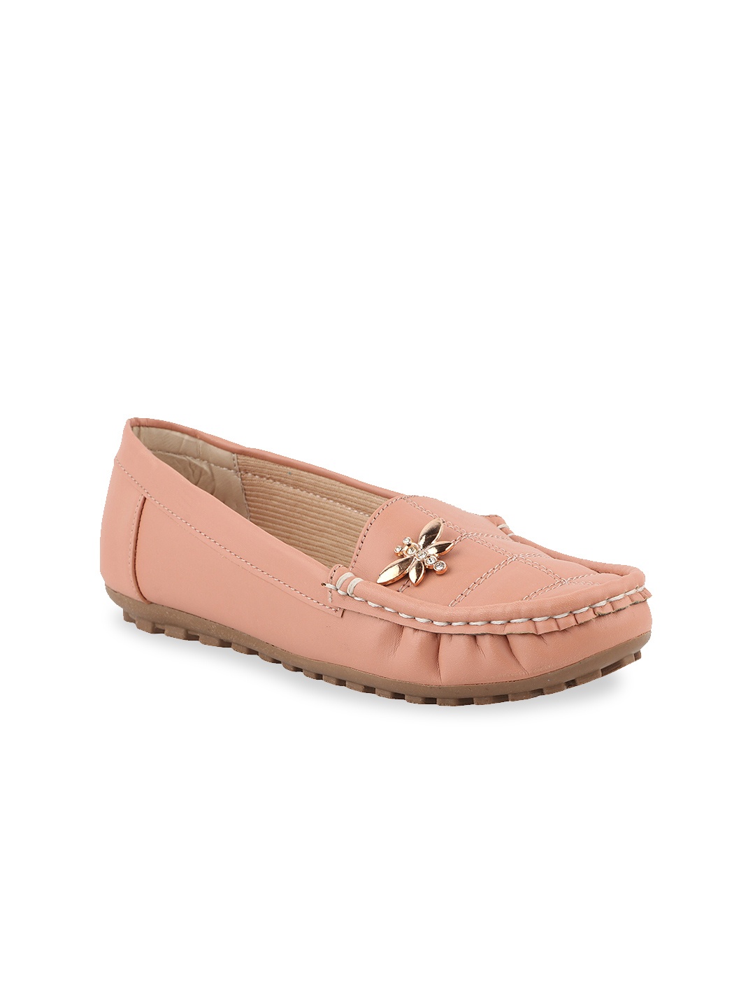 

PERY PAO Girls Round Toe Ballerinas, Peach