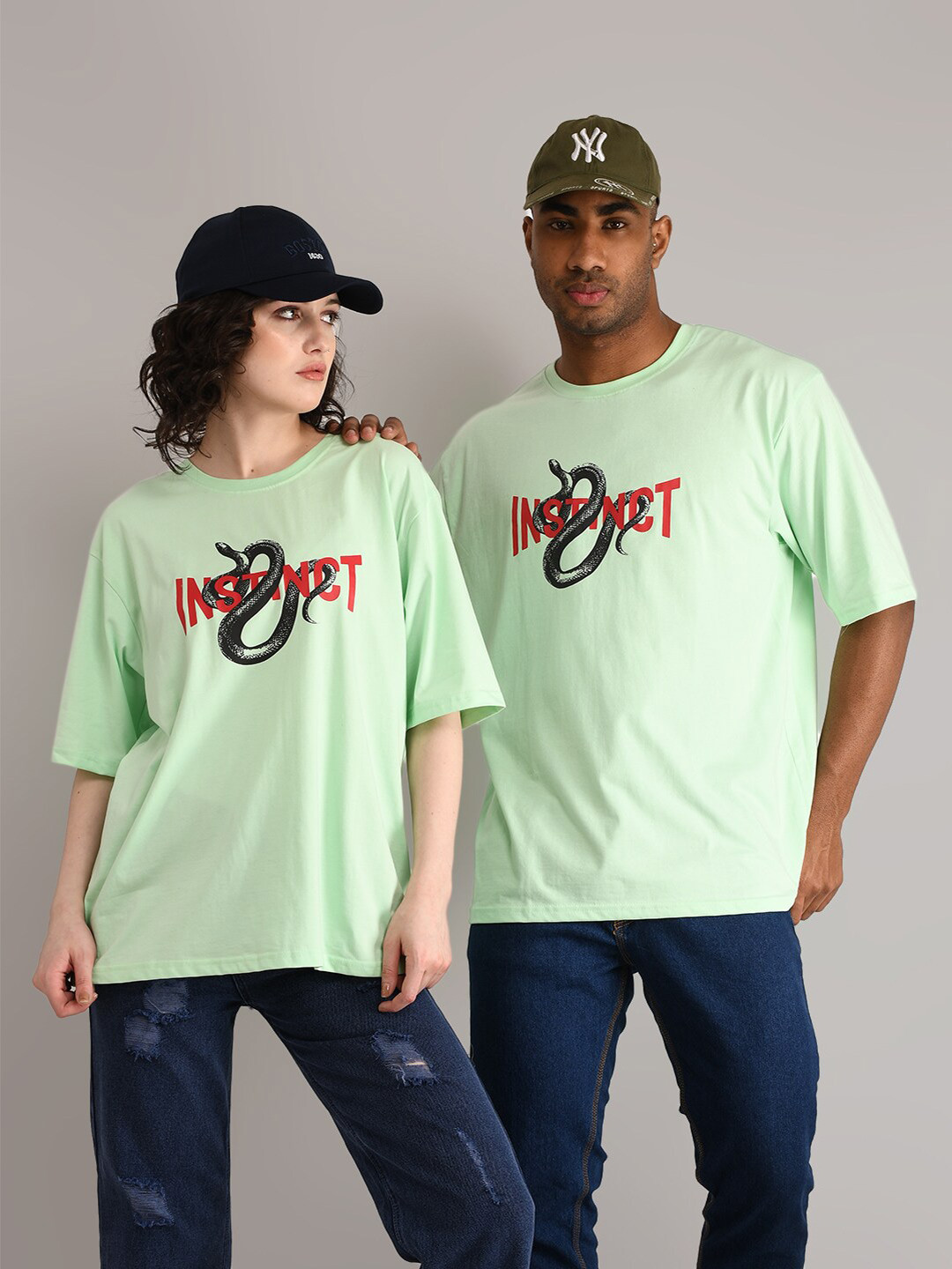 

ABSOLUTE DEFENSE Unisex Typography Printed Round Neck Pure Cotton Oversized T-shirt, Green