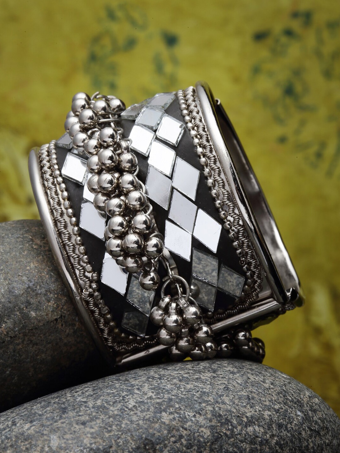 

CHUI MUI Mirror Silver-Plated Kada Bracelet, Black
