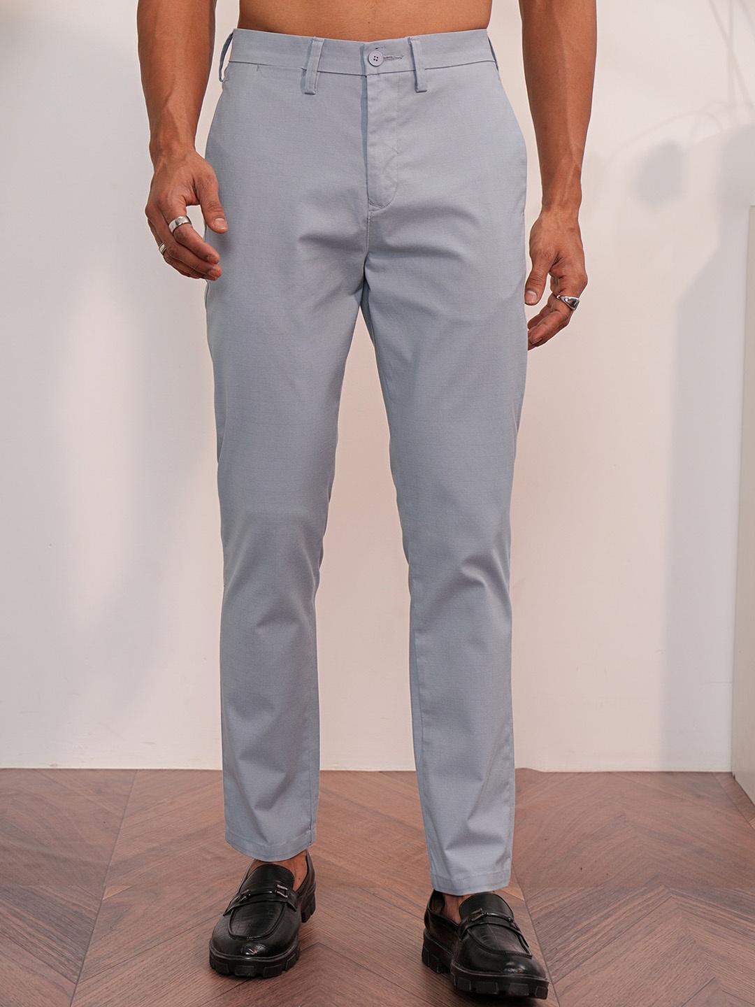 

LOCOMOTIVE Premium Men Mid Rise Slim Fit Ankle Length Trousers, Blue