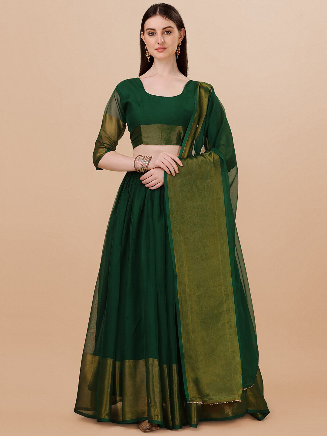 

KALINI Semi Stitched Lehenga & Unstitched Blouse With Dupatta, Green