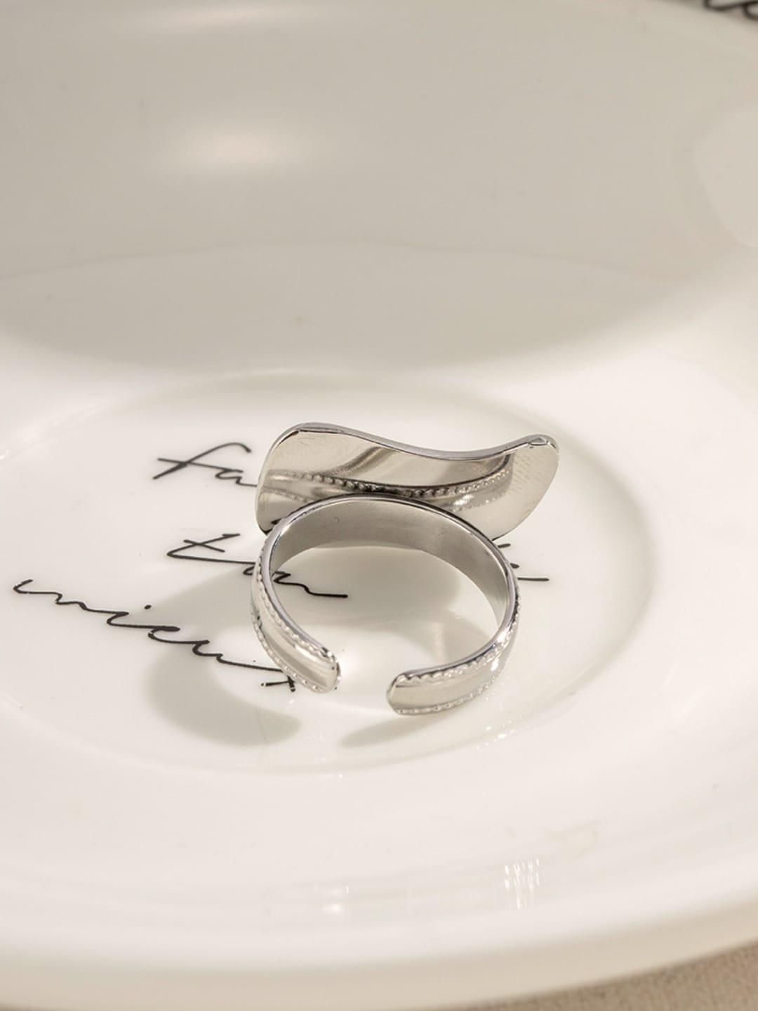 

Dorada Jewellery Rhodium-Plated Stainless Steel Adjustable Finger Ring, Silver
