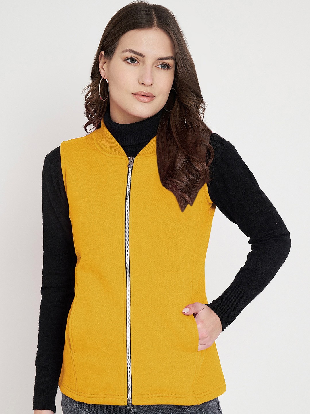 

BRINNS Mock Collar Fleece Bomber Jacket, Mustard