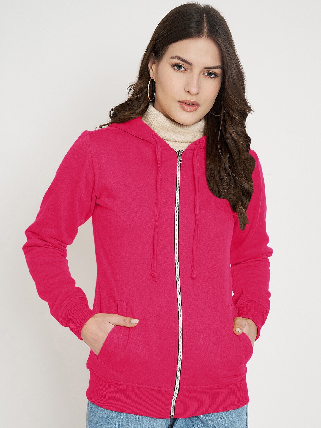 

BRINNS Hooded Front-Open Sweatshirt, Magenta