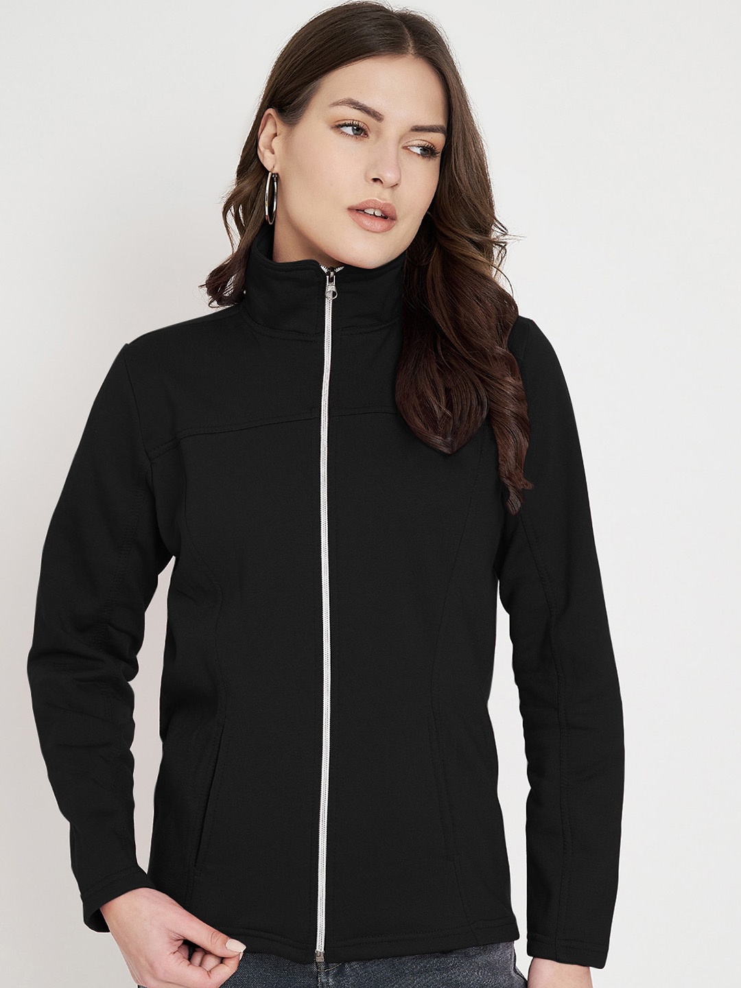 

BRINNS Mock Collar Long Sleeves Bomber Jacket, Black