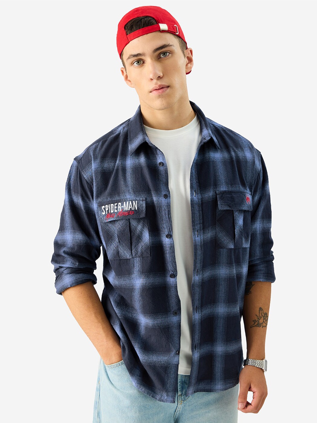

The Souled Store Opaque Checked Cotton Casual Shirt, Blue