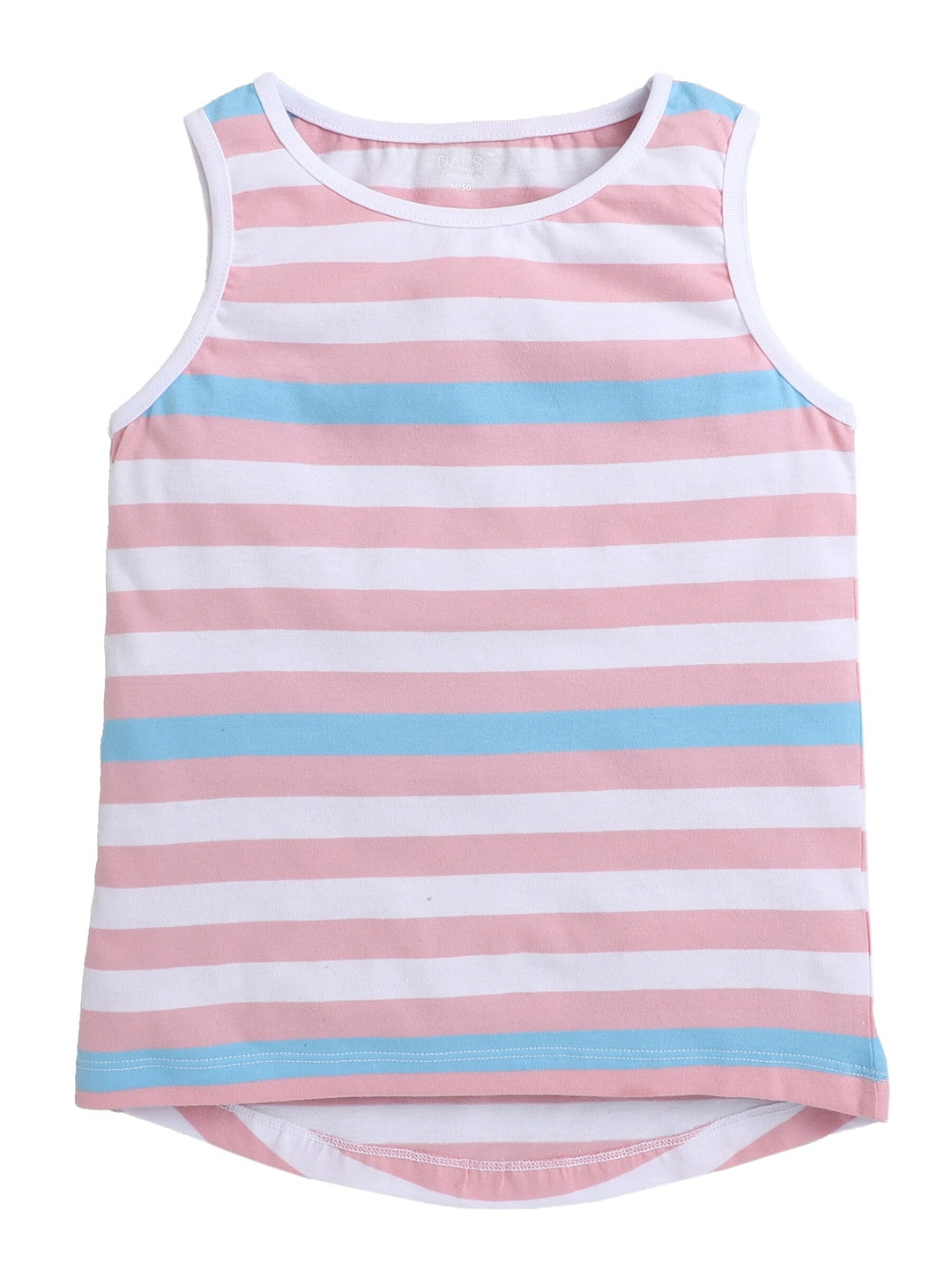 

BAESD Girls Horizontal Striped Pure Cotton Tank Top, Pink