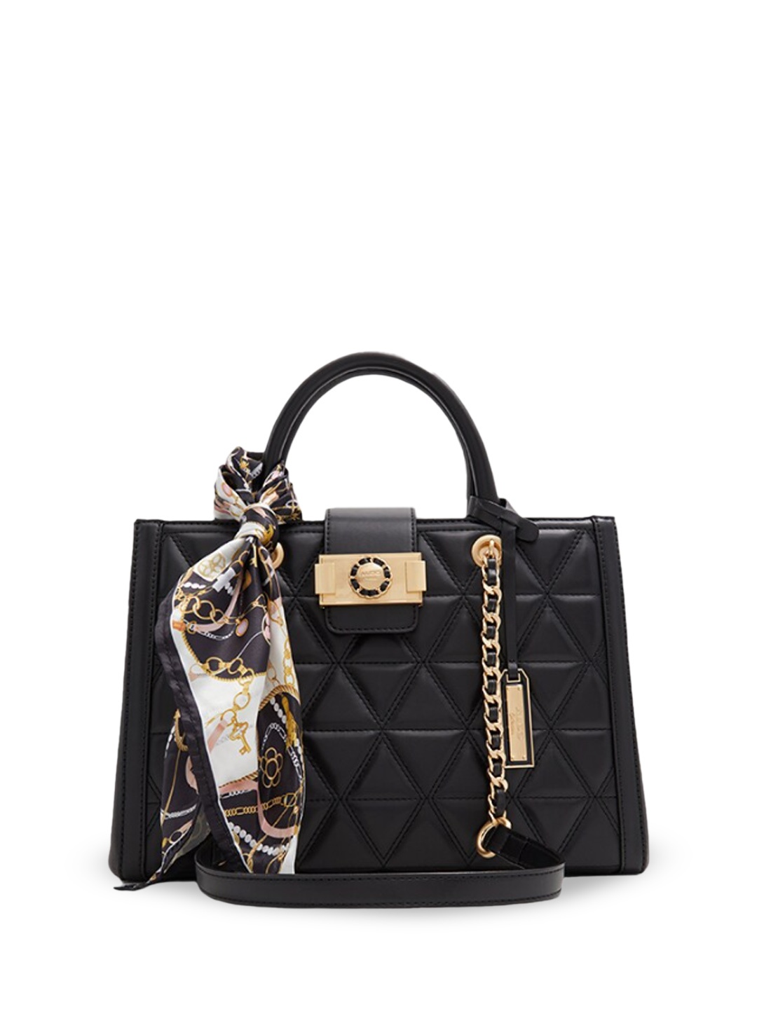 

ALDO Textured Structured Satchel With Scarf, Black