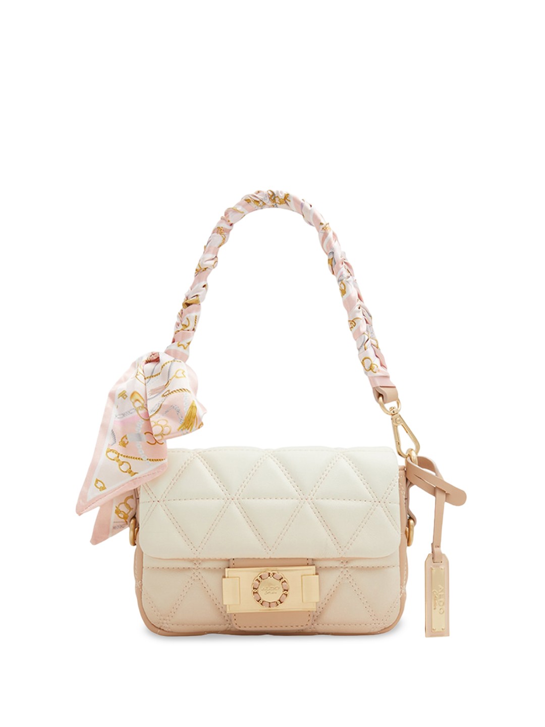 

ALDO Textured Structured Handheld Bag With Scarf, Pink