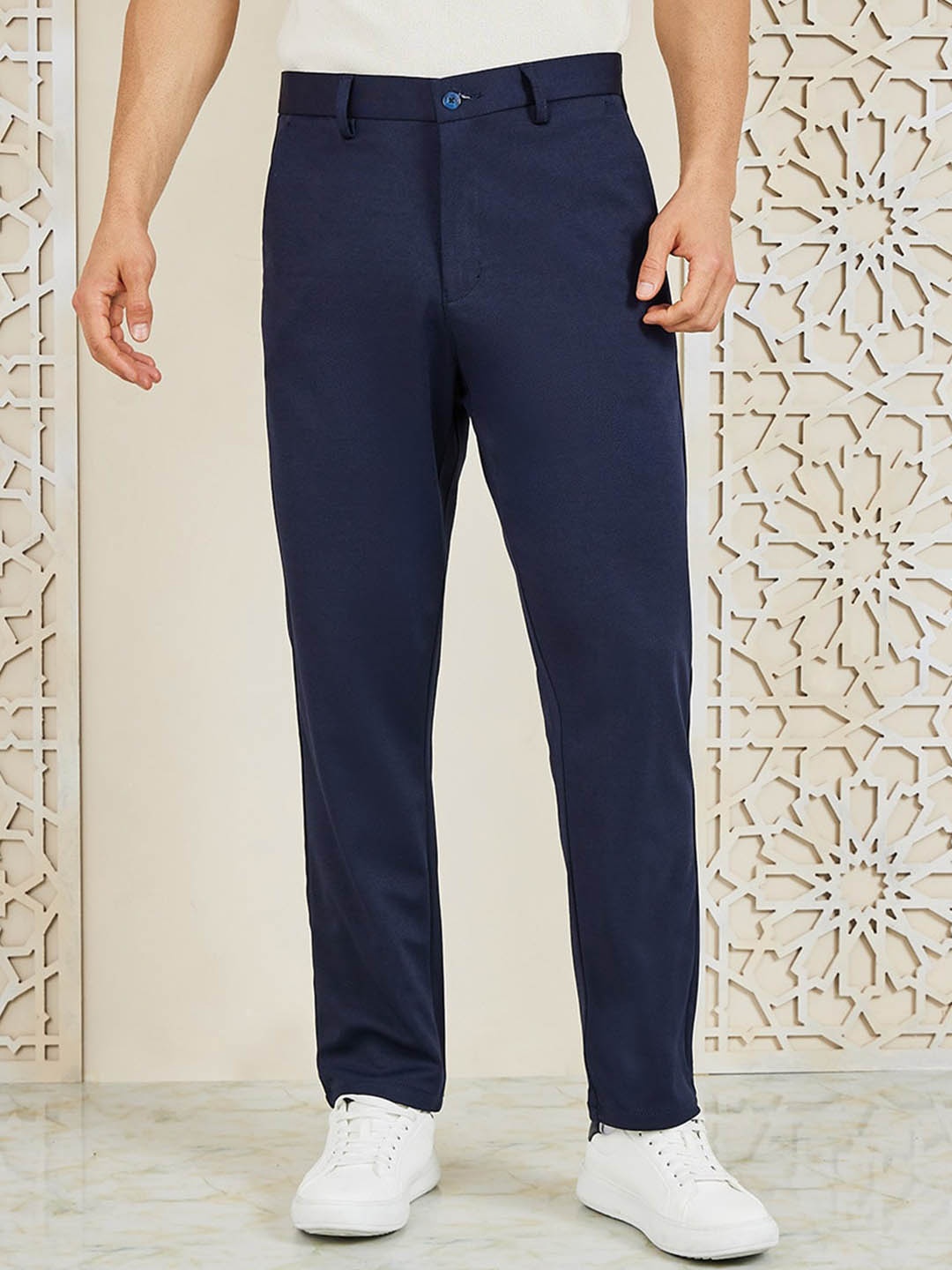 

Styli Navy Blue Men Mid-Rise Slim Fit Trousers