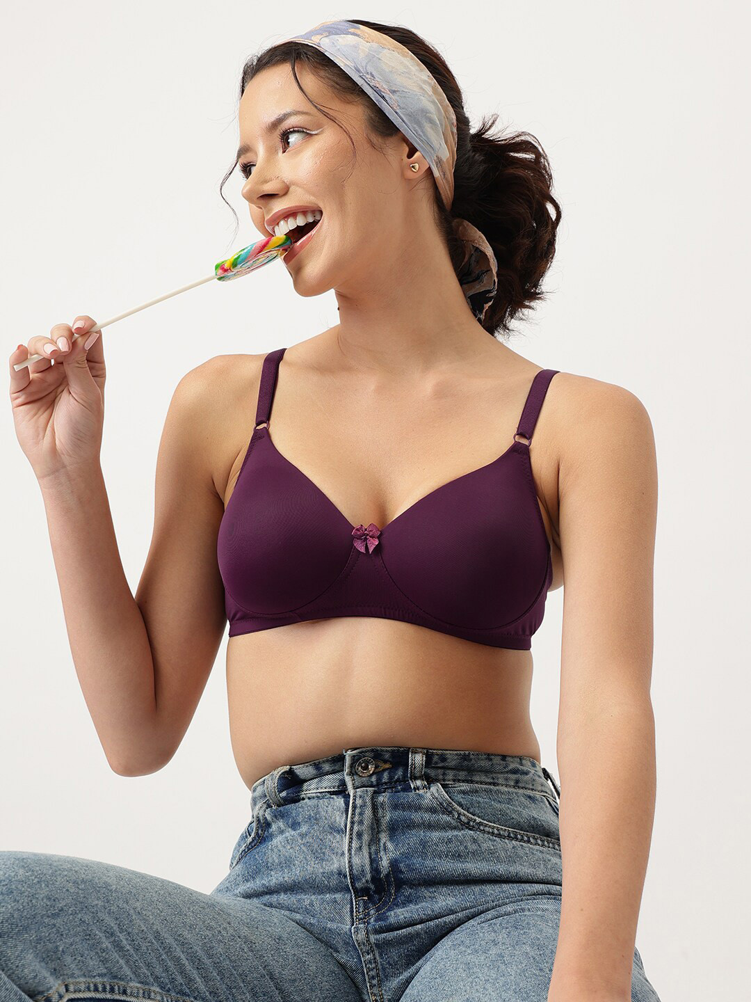 

DressBerry Full Coverage Lightly Padded Bra, Violet