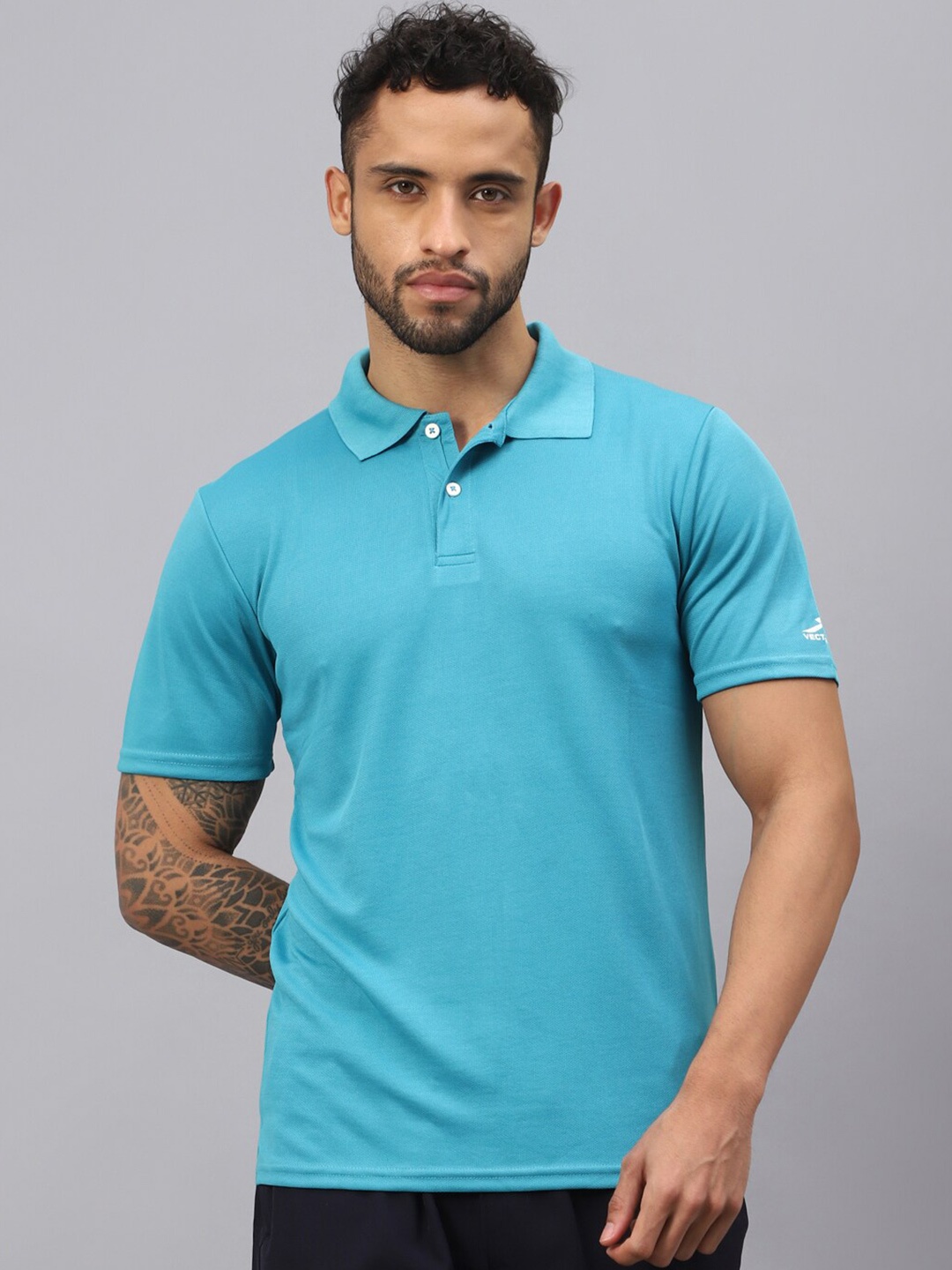 

VECTOR X Polo Collar Short Sleeves Sports T-shirt, Turquoise blue