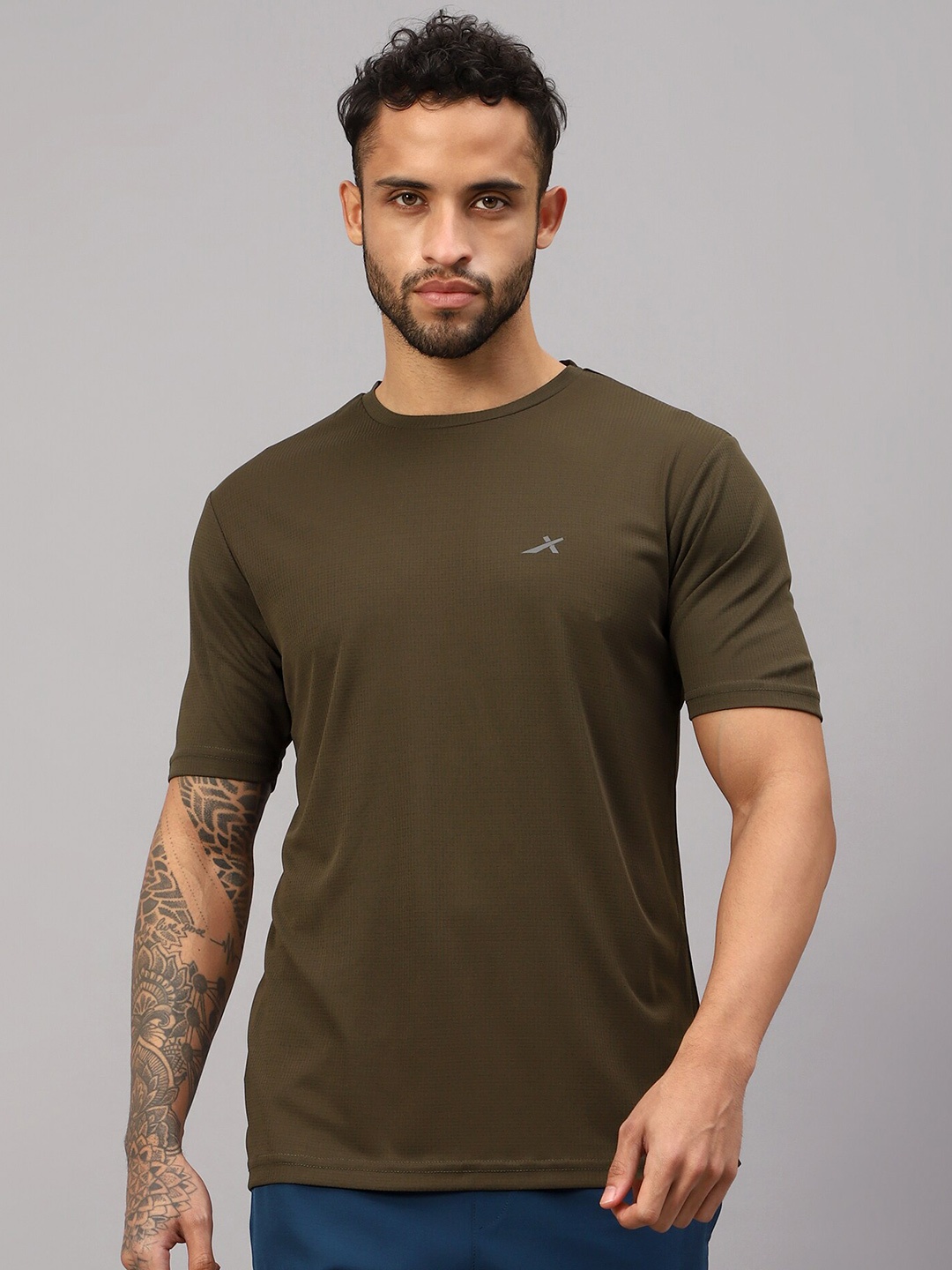 

VECTOR X Regular Fit Short Sleeves Round Neck T-shirt, Olive