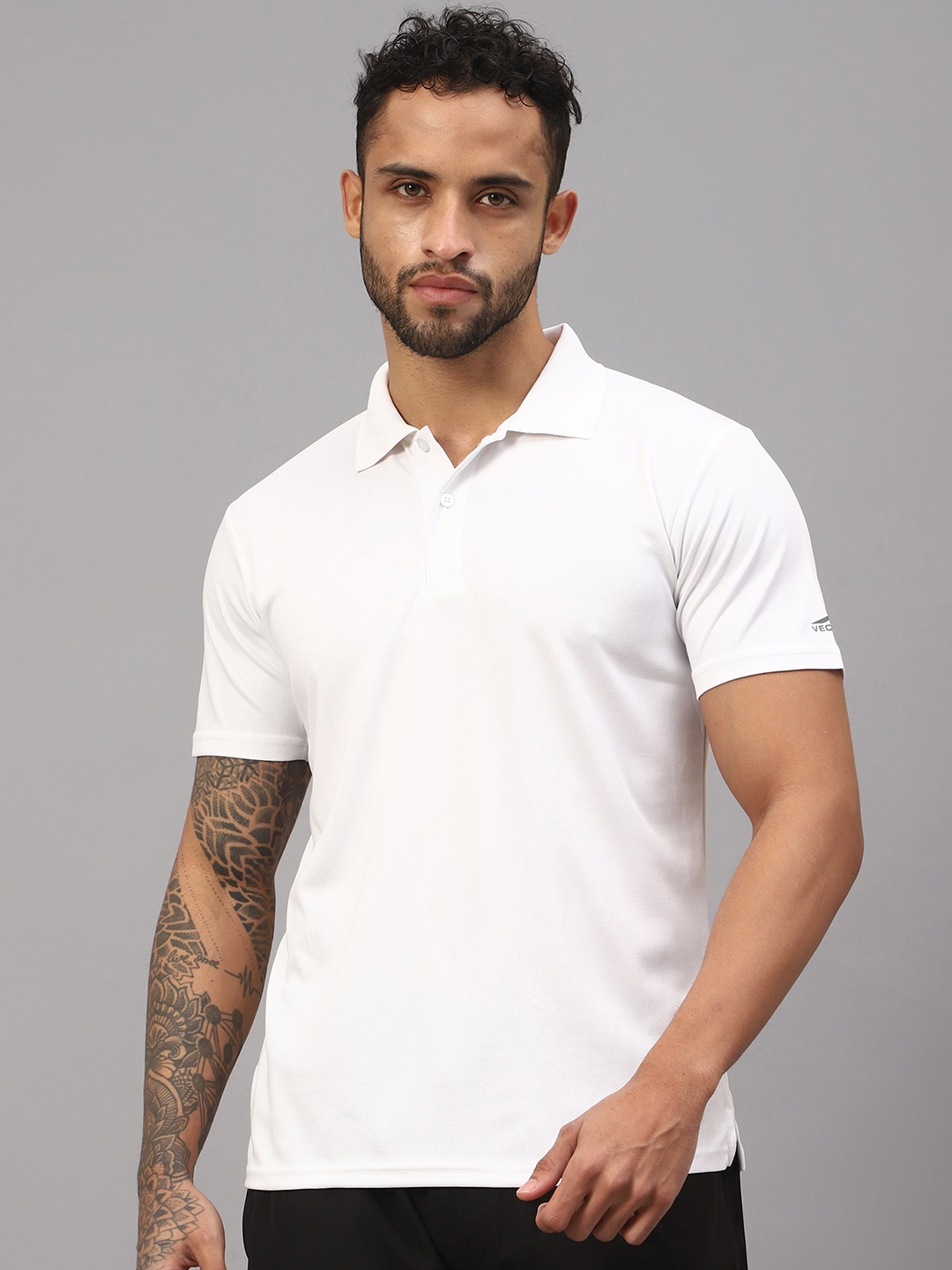 

VECTOR X Polo Collar Regular Fit Short Sleeves T-shirt, White